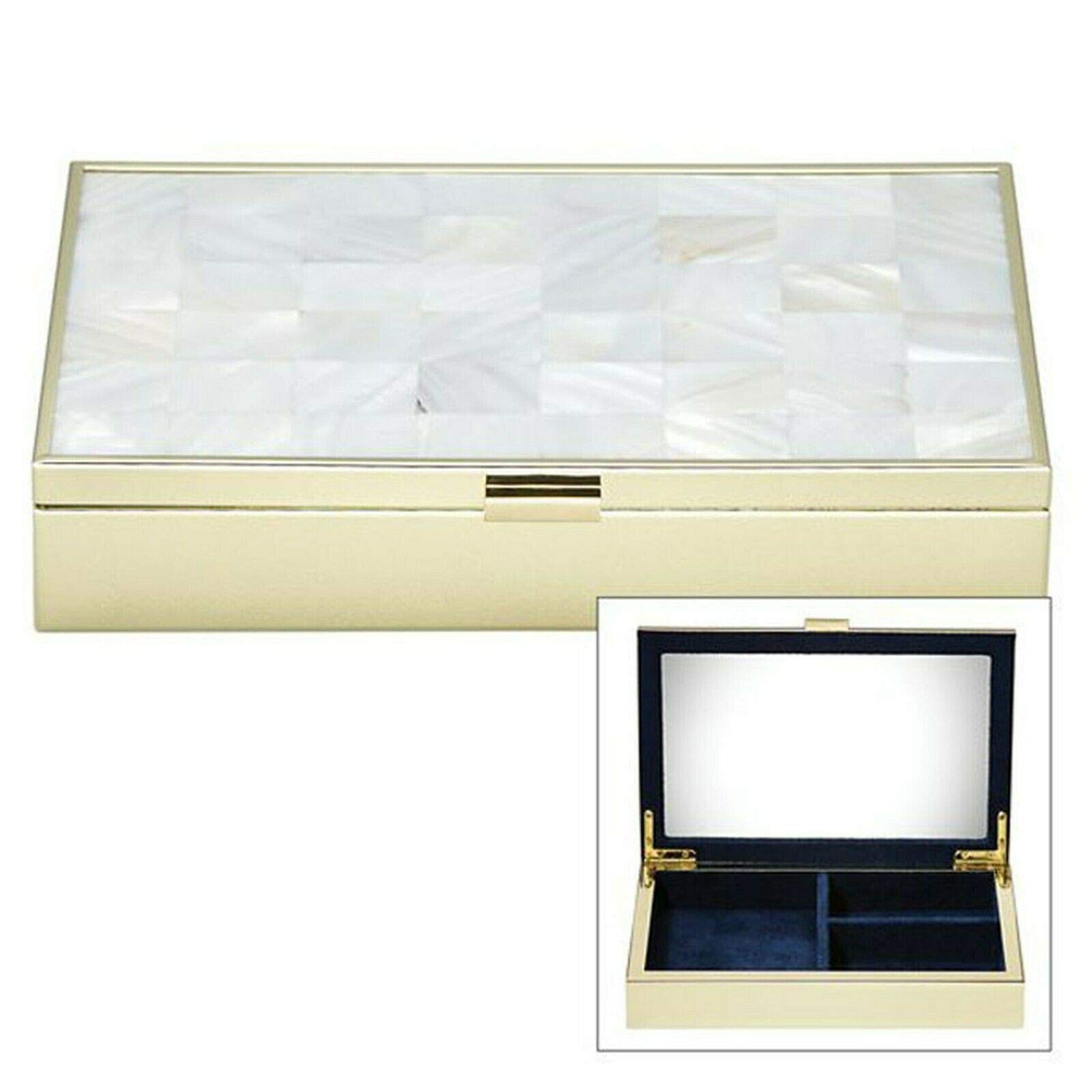 Reed and Barton Mother of Pearl Jewelry Box with Gold Accents 877063 - Perfect for Storing Rings, Necklaces & Keepsakes | Elegant Gift for Women