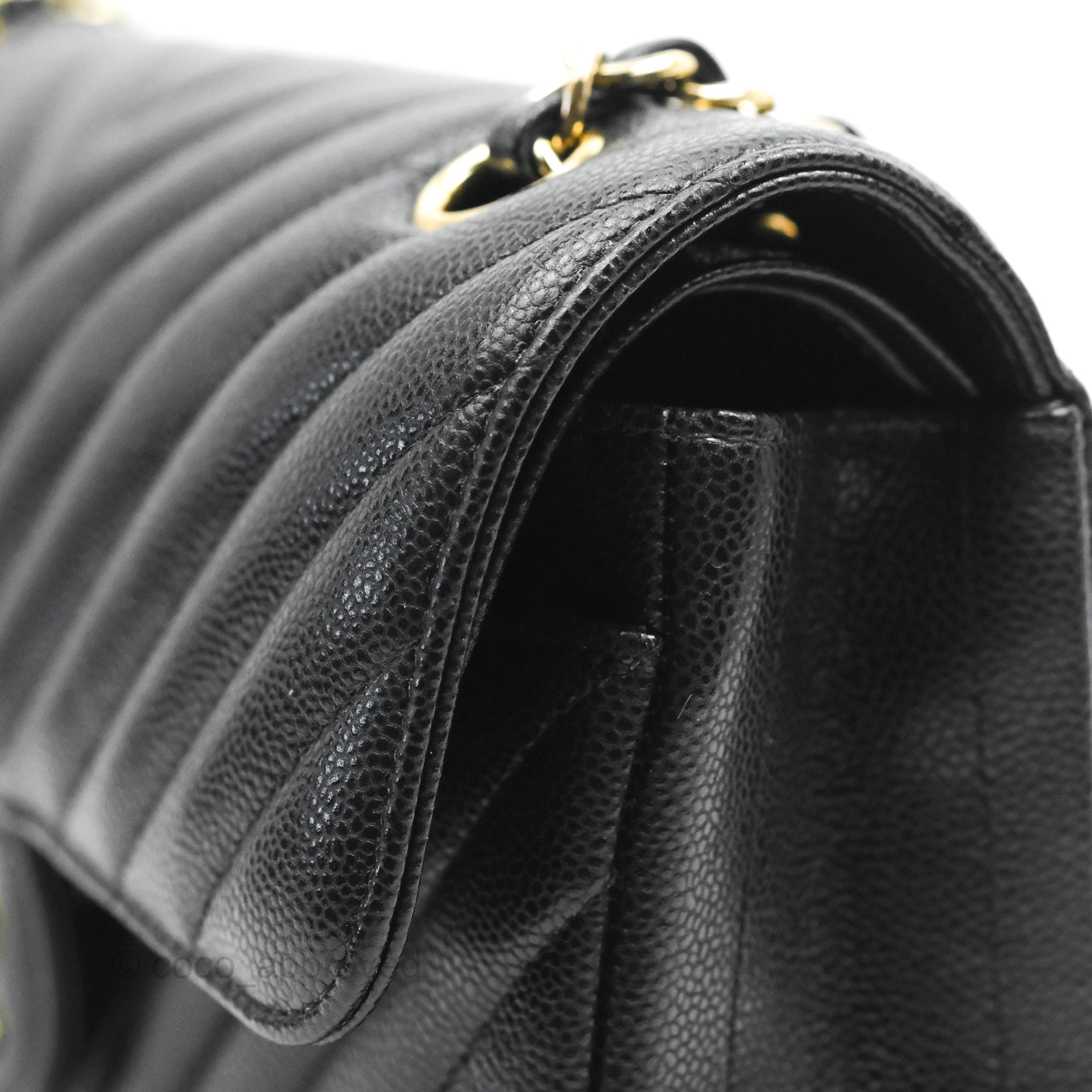 Chanel Classic Chevron Small Double Flap Bag Black Caviar Leather Gold Hardware - Luxury Designer Handbag for Women, Perfect for Parties & Evening Events