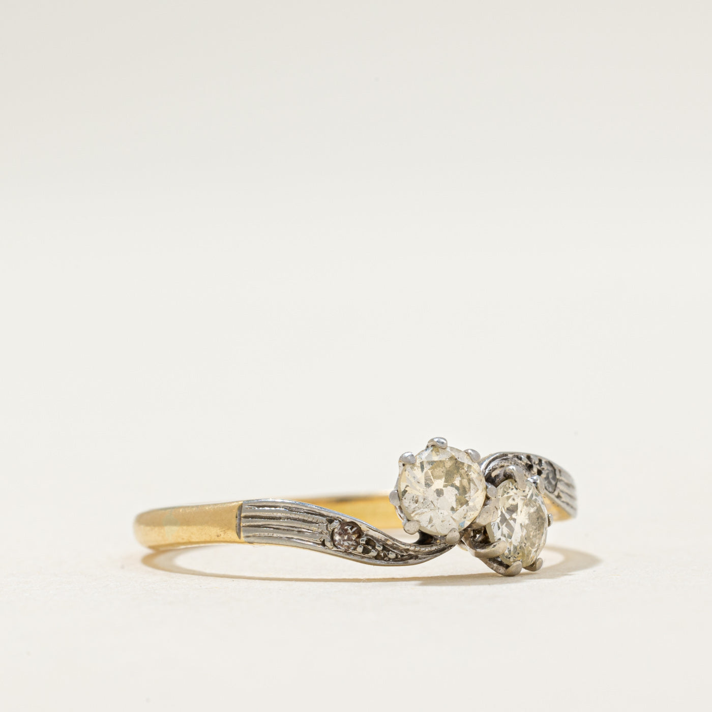 Antique Diamond Toi et Moi Ring - 0.45 Carat Total Weight (CTW) - Size 7.75 - Vintage Engagement Ring for Women - Perfect for Weddings, Anniversaries & Romantic Gifts