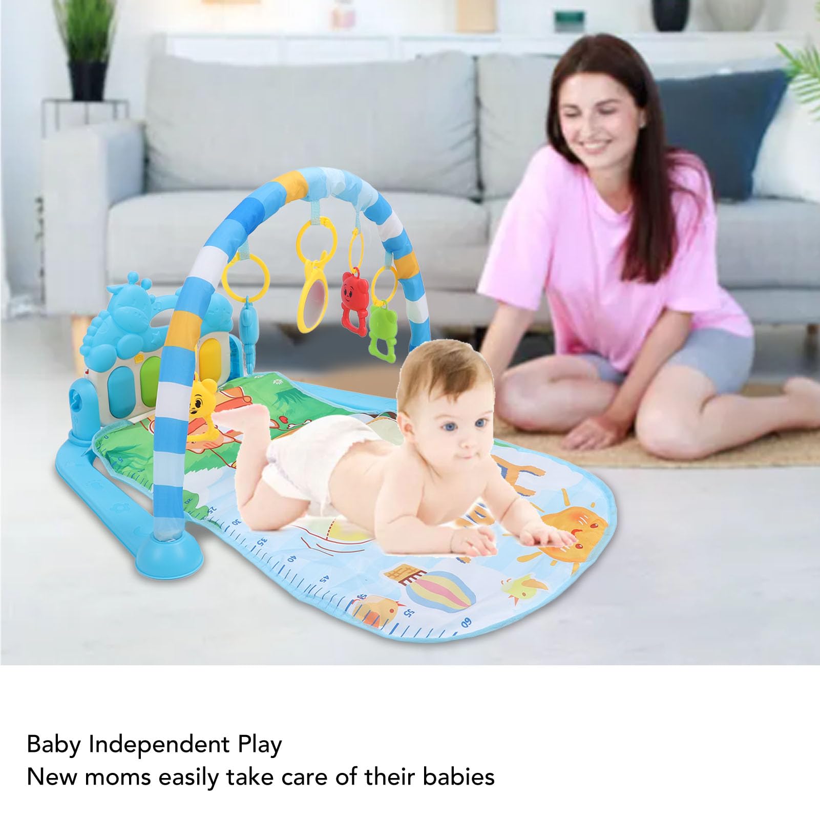 Baby Playmat with Play Piano Gym - Musical Learning Toy & Tummy Time Activity Mat for Newborns 0-36 Months | Soft Floor Mat for Crawling, Sensory Play & Early Development