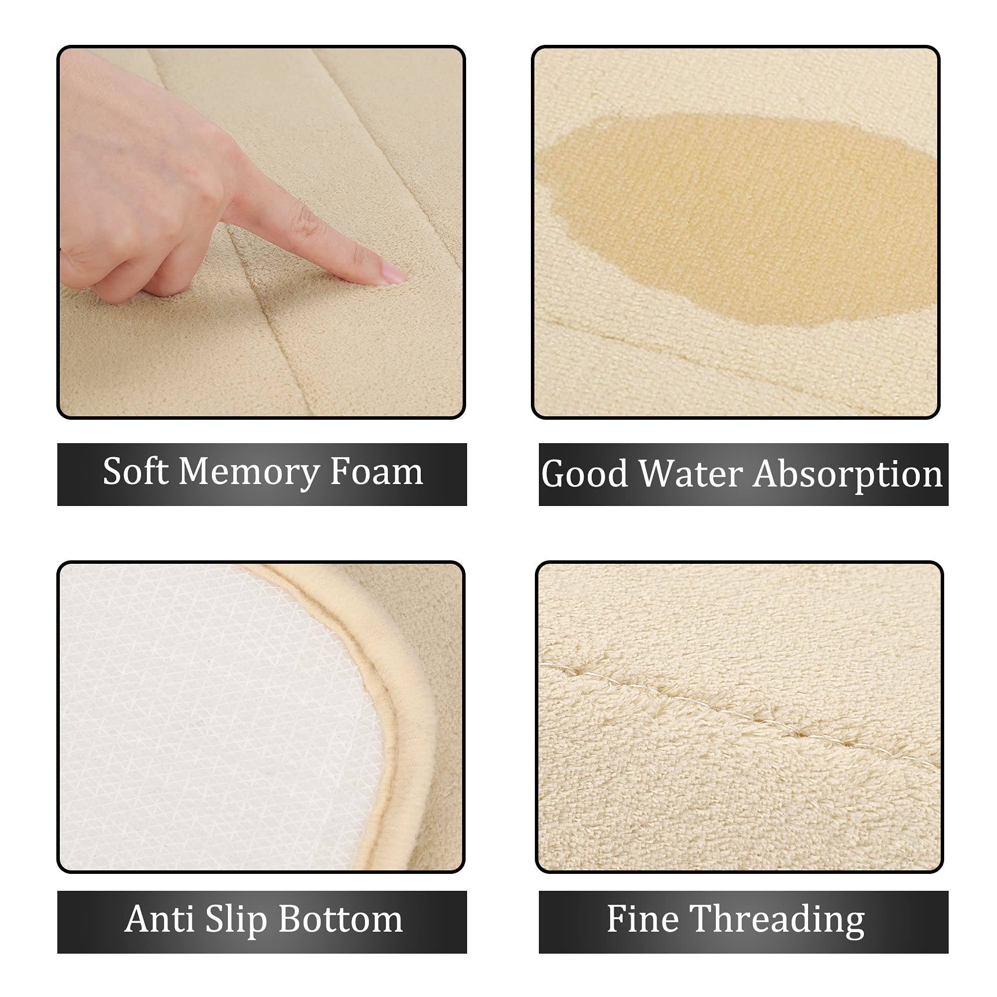 Premium Memory Foam Bath Mat - Super Absorbent Non-Slip Kitchen Rug - Soft Comfortable Floor Mat for Bathroom & Kitchen - 24