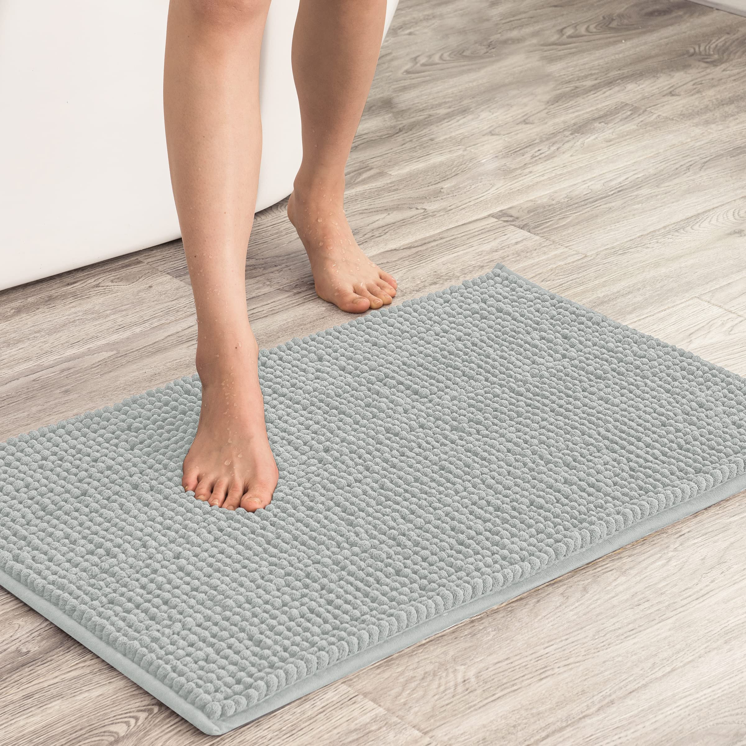 SUBRTEX Soft Striped Plush Bathroom Rug - Absorbent Quick-Drying Machine Washable Bath Mat for Shower & Bathroom (20