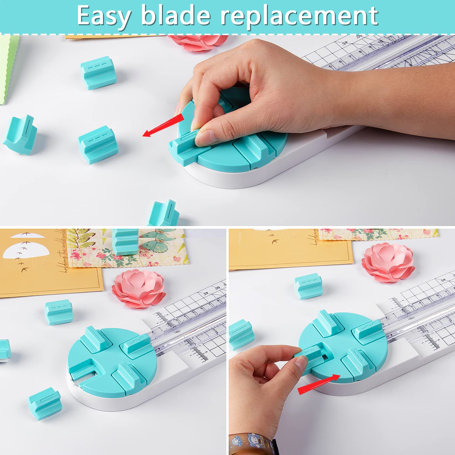 Multi-Function Paper Trimmer & Scrapbooking Tool - 4 Dial Blades (Straight, Wave, Dotted, Perforated) for Cutting Paper, Photos, Coupons, Cards | Perfect for Crafting, Scrapbooking, Office & Home Use
