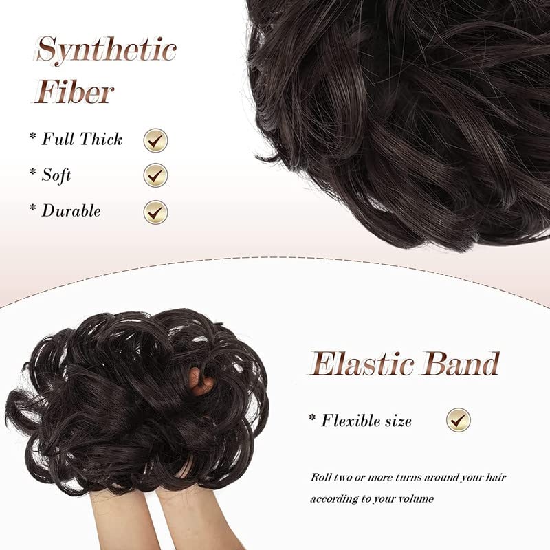 CHANDERKASH Large Messy Bun Scrunchie - Pack of 1 | Synthetic Nylon Wavy Curly Hair Bun Extensions | Puff Juda Bun Shaper for Thick Hair | Perfect for Workouts, Yoga, and Everyday Stylish Looks