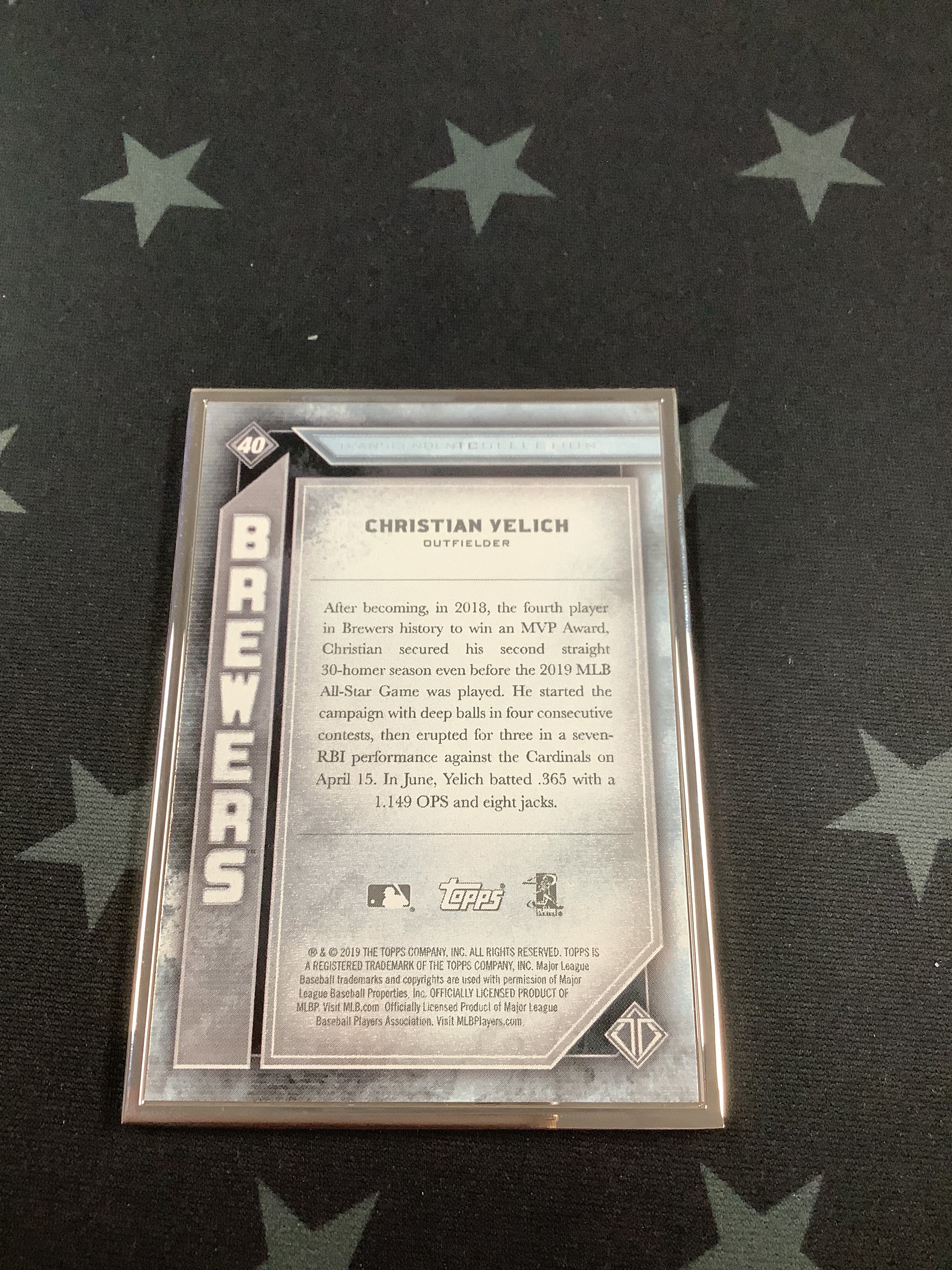 2019 Christian Yelich Transcendent Collection Baseball Card #40/100 - Rare MLB Collectible for Sports Memorabilia & Fan Display