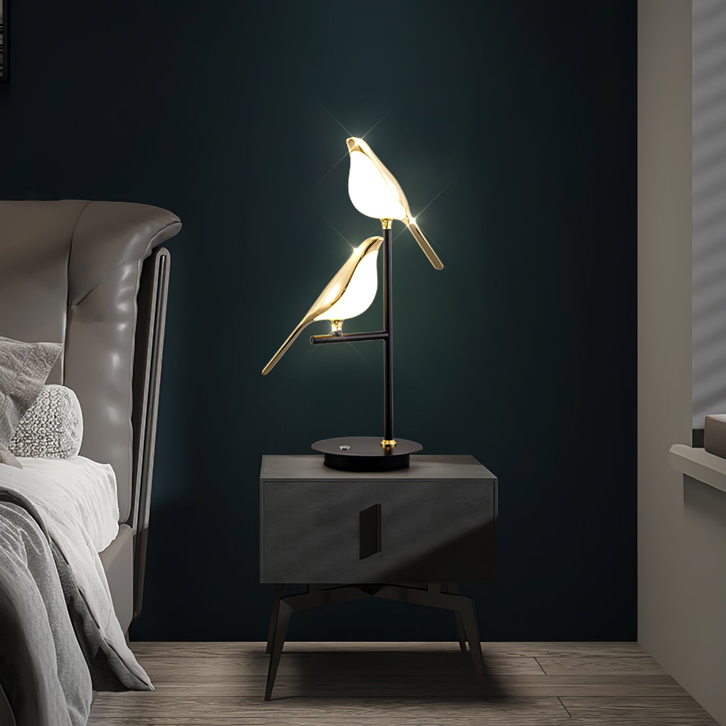 Magpie Perch Table Lamp - Modern Decorative Lighting for Bedroom, Living Room & Office - Stylish Home Decor Accent Light