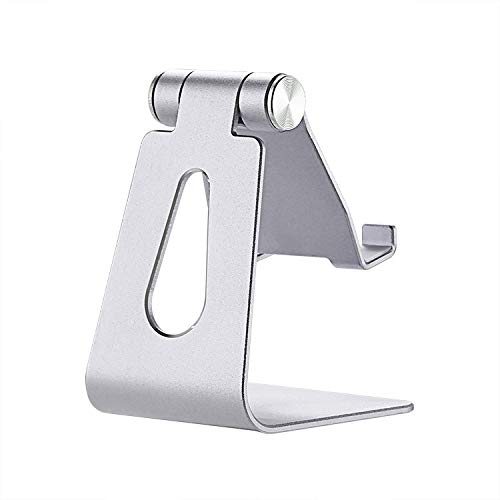 Universal Phone Stand Holder for All Smartphones - Adjustable & Sturdy Silver Design - Perfect for Desk, Car, Kitchen & Video Calls