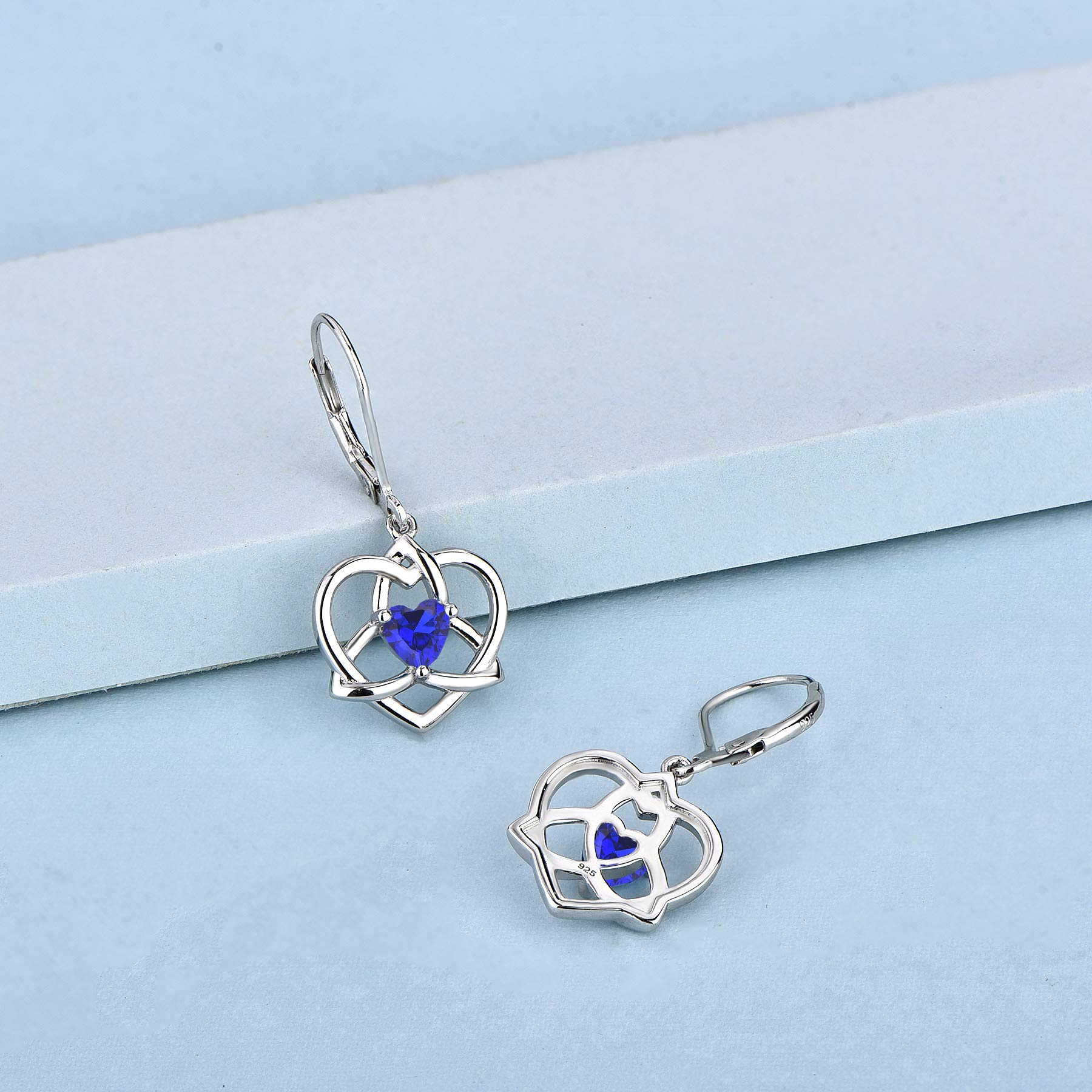 JO WISDOM Women's 925 Sterling Silver Heart Triquetra Celtic Trinity Knot Drop Dangle Earrings with 3A Cubic Zirconia - Elegant Jewelry for Women, Perfect for Valentine's Day, Anniversary, Wedding & Everyday Wear
