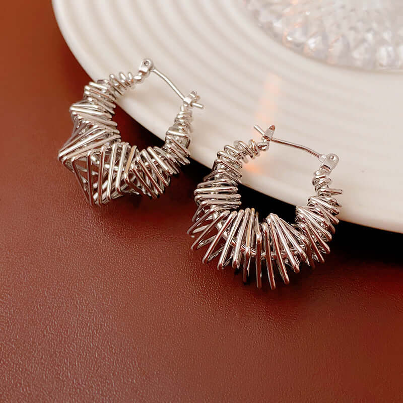 Trendy Spiral Triangle Hoop Earrings for Women | R1619 | Perfect for Parties, Date Nights & Everyday Wear