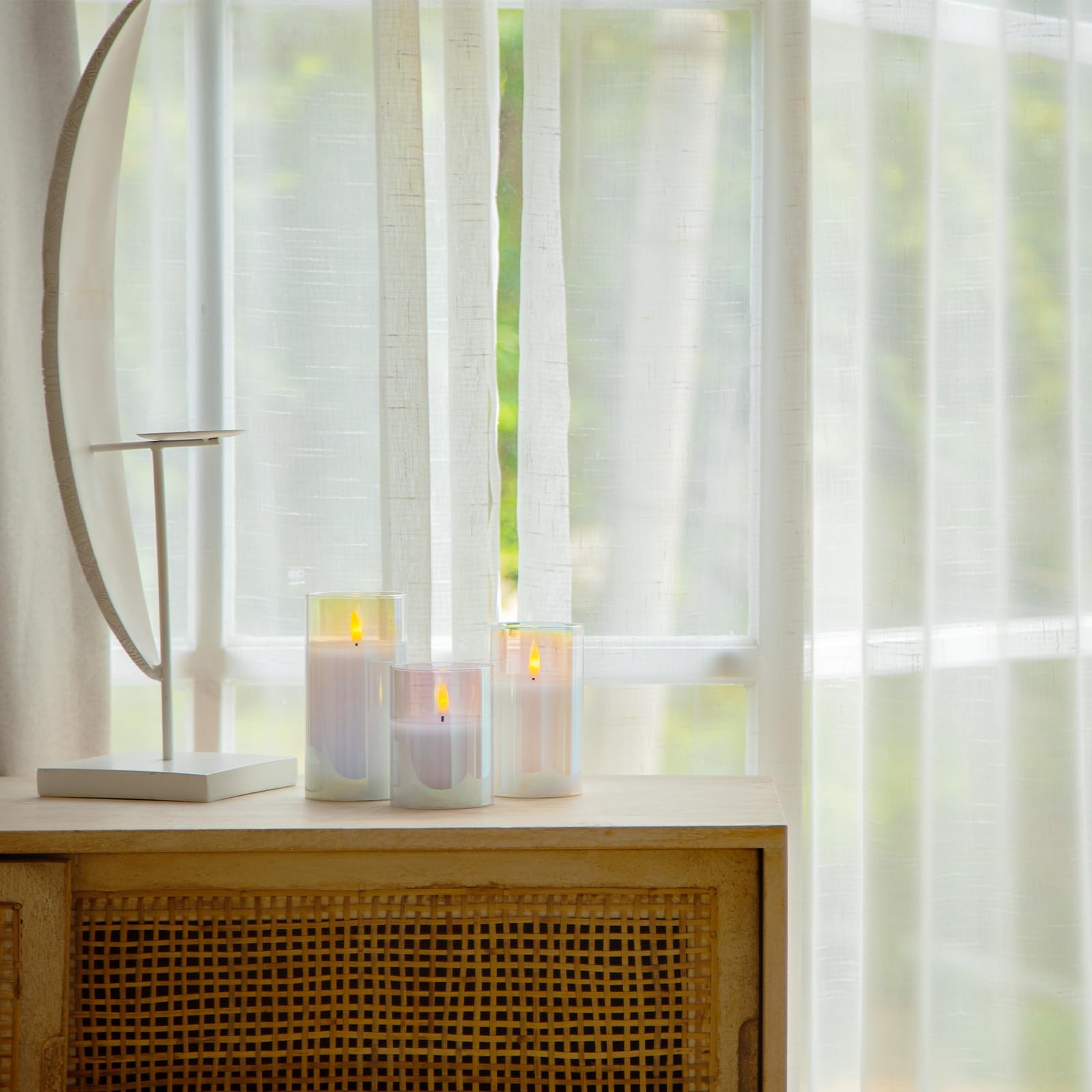 Gradient Glass Flameless Candles - Remote LED Candles Set of 3 for Home Decor & Parties