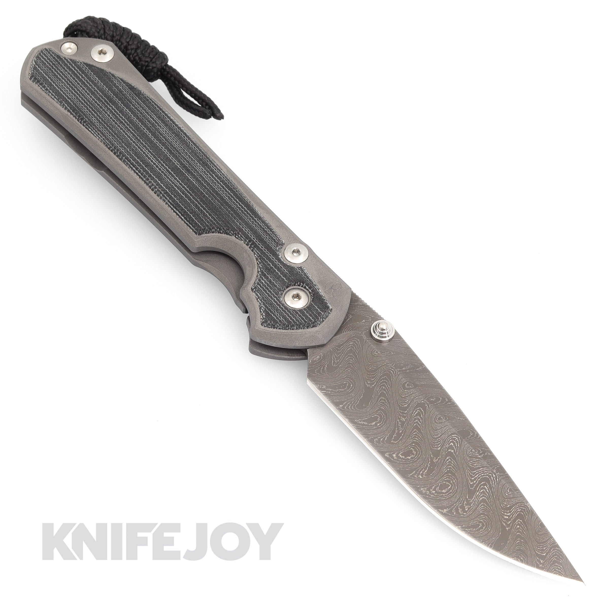 Chris Reeve Knives LEFT HAND Large Sebenza 31 Drop Point Boomerang Damascus Blade with Black Micarta Inlay Handles - Premium EDC Folding Knife for Outdoor, Camping & Survival