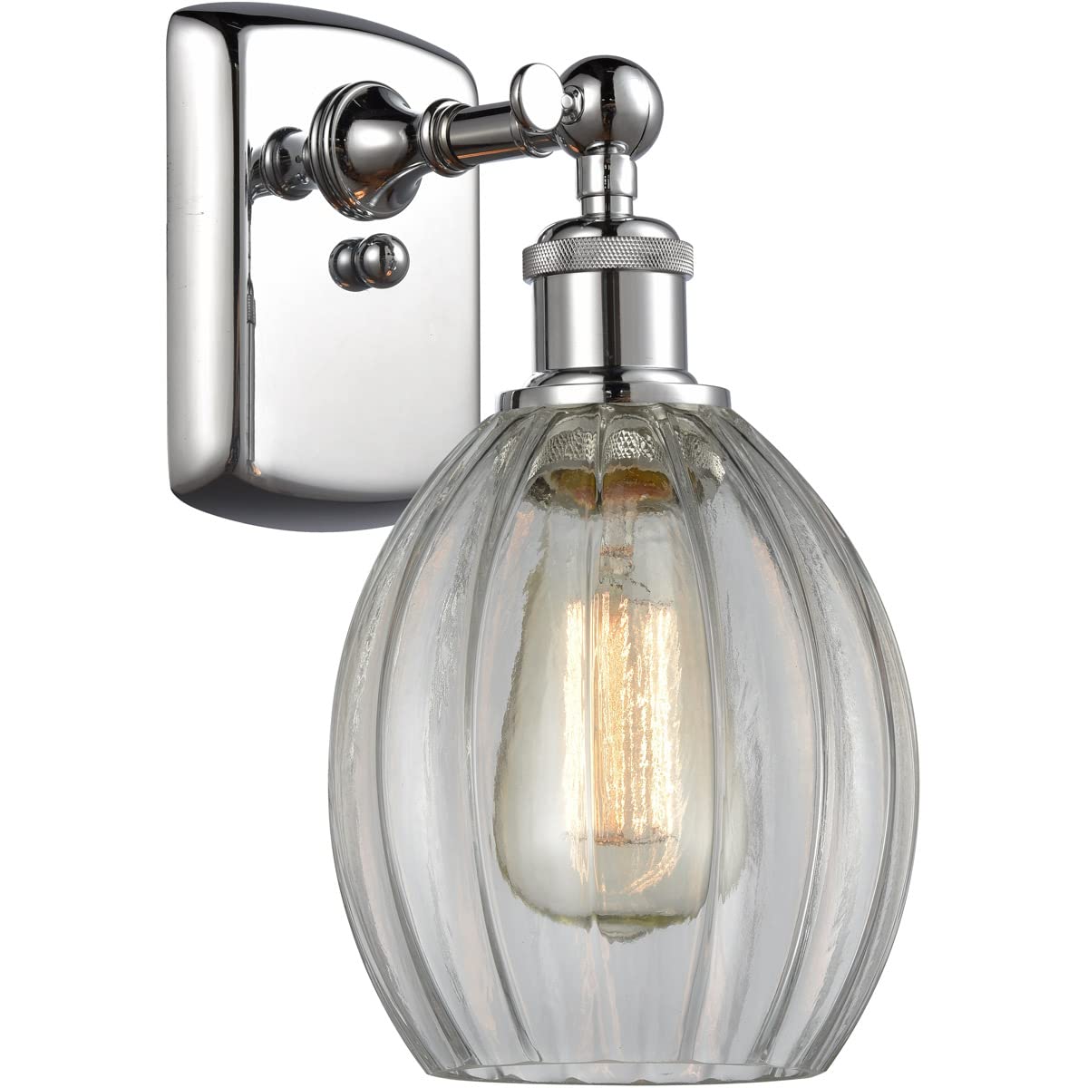 Vintage Dimmable LED Wall Sconce Light Fixture - Polished Chrome Finish, 1-Light Bathroom Vanity Lighting for Bedroom, Hallway & Living Room Decor