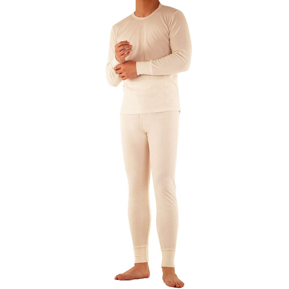 SLM ThermaTek Men's 100% Cotton Thermal Underwear Set - Warm Waffle Knit Long Johns for Winter, Cold Weather & Outdoor Activities - Hunting, Skiing, Camping Base Layer
