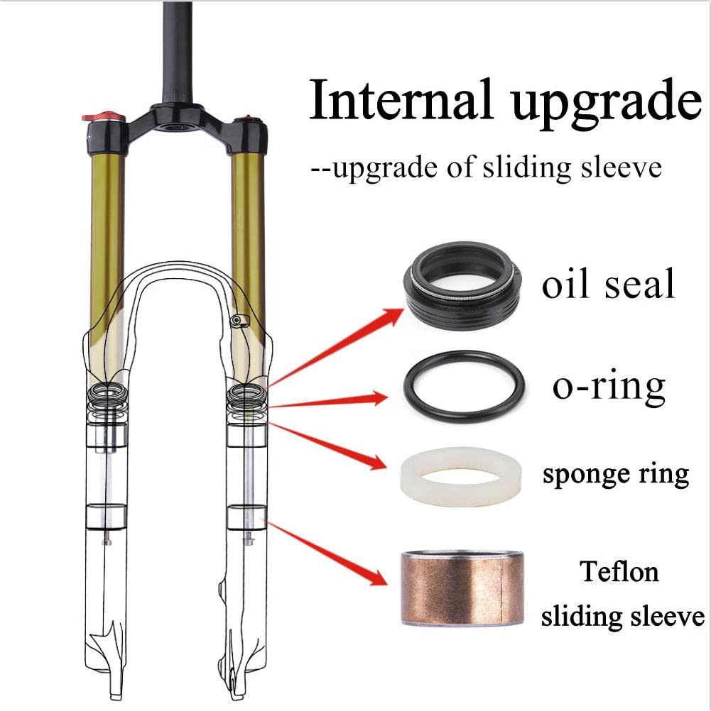 BOLANY 26/27.5/29 Inch MTB Air Suspension Fork - 120mm Travel, Rebound Adjust, 1/8 Straight/Tapered Tube, Manual/Remote Lockout, QR 9mm Front Fork for Mountain Biking & Trail Riding