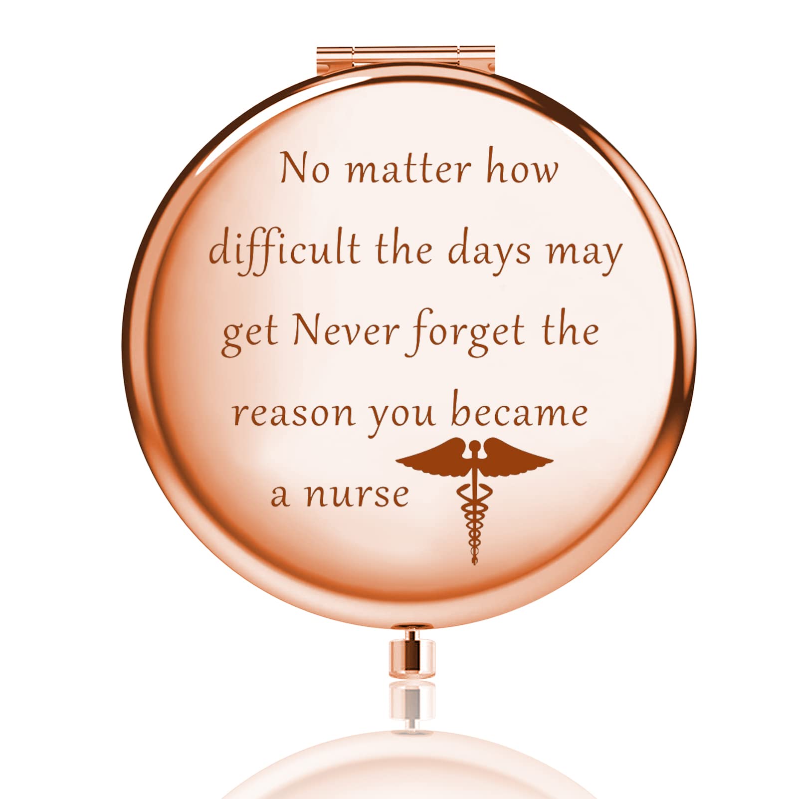 FUSTMW Nurse Compact Mirror - Rose Gold Graduation Gift for Nursing Students & Future Nurses - Inspirational Present for Nurse Graduates - Perfect for Clinicals, Work & Daily Use