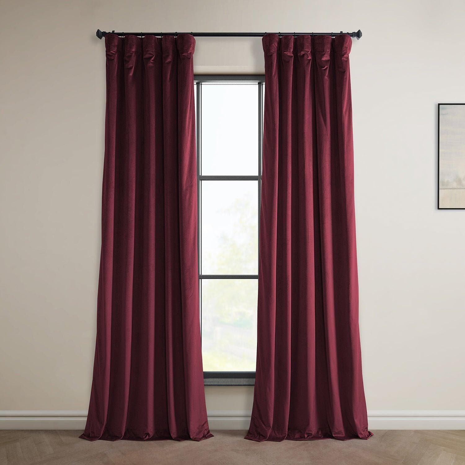 Dark Merlot Heritage Plush Velvet Blackout Curtains for Bedroom - Thermal Insulated Noise Reducing Drapes for Living Room, Nursery & Home Theater