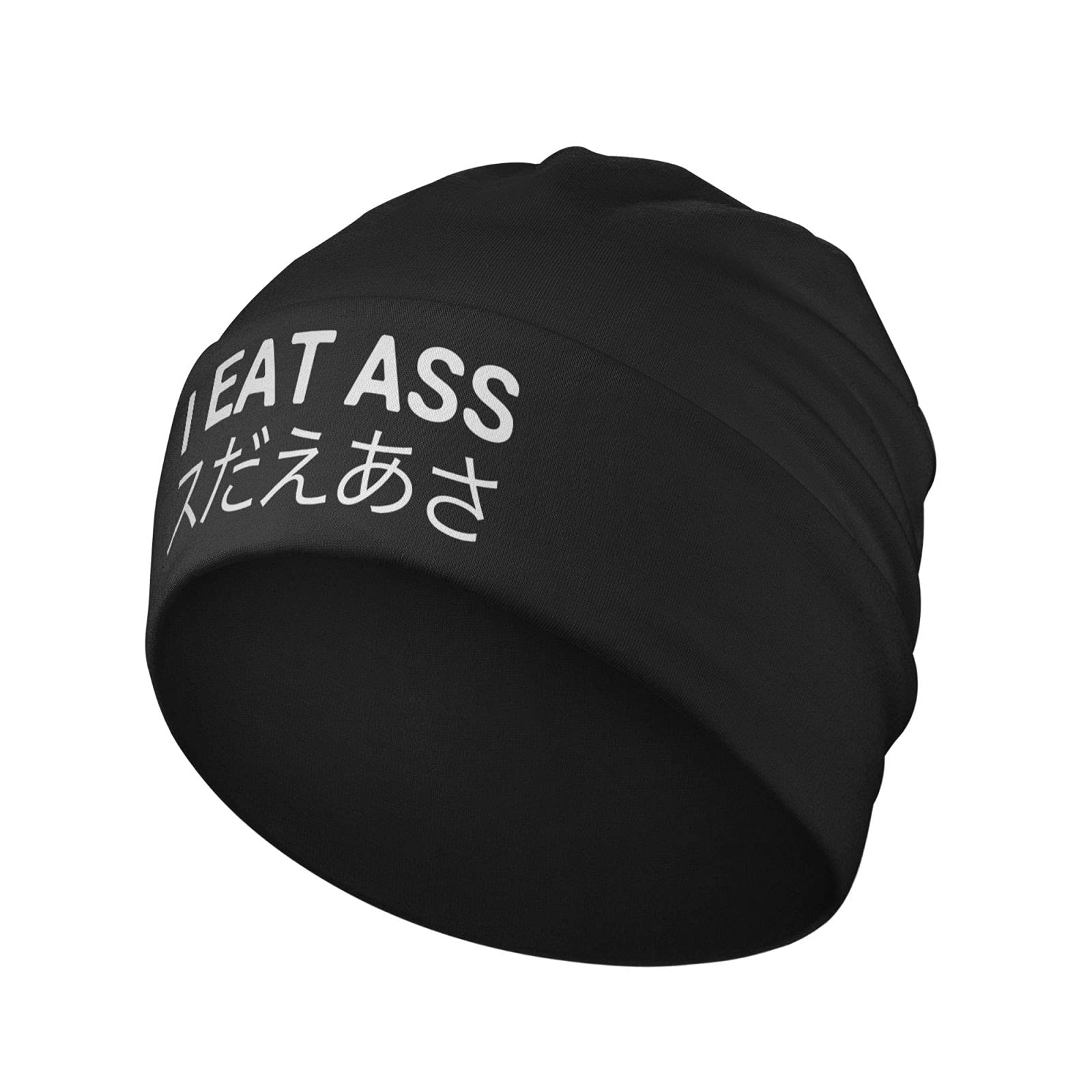 Japanese I Eat Ass Beanie - Unisex Hip Hop Knit Skull Cap for Men & Women - Soft Chemo Winter Hat in Black - Perfect for Streetwear, Hip Hop Fashion & Cold Weather