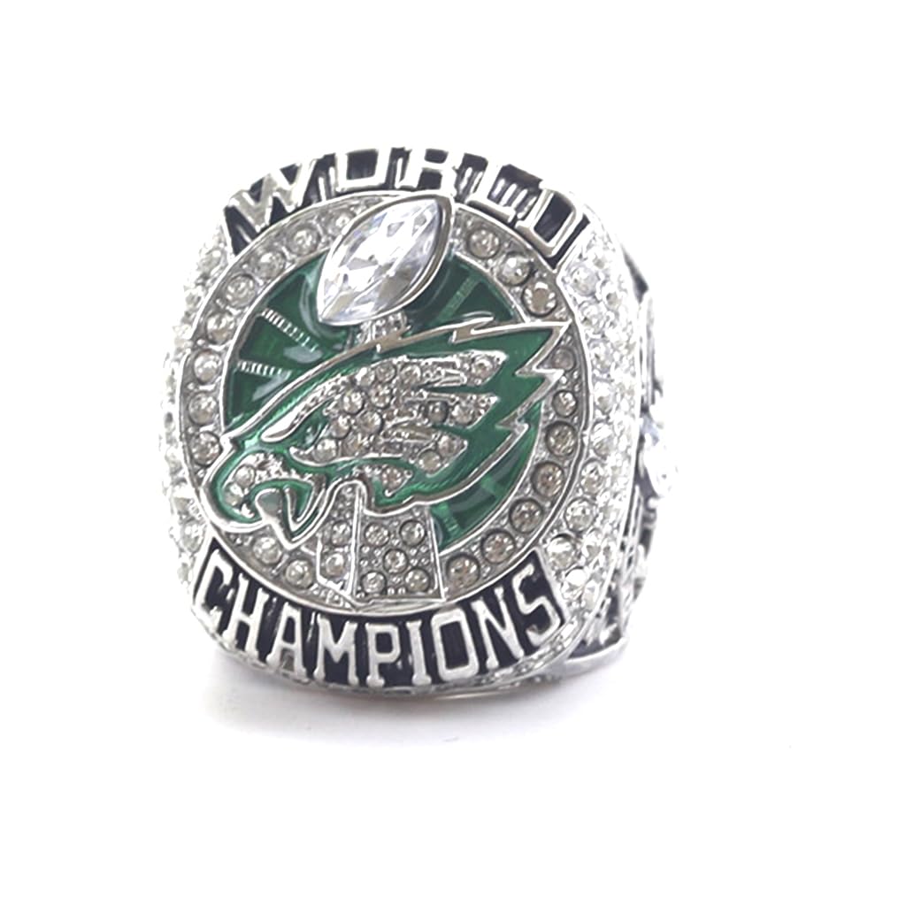 Official 2017 Philadelphia Eagles Super Bowl Championship Ring - Commemorative NFL Replica with Wooden Display Case - Perfect for Sports Fans, Collectors & Memorabilia Displays