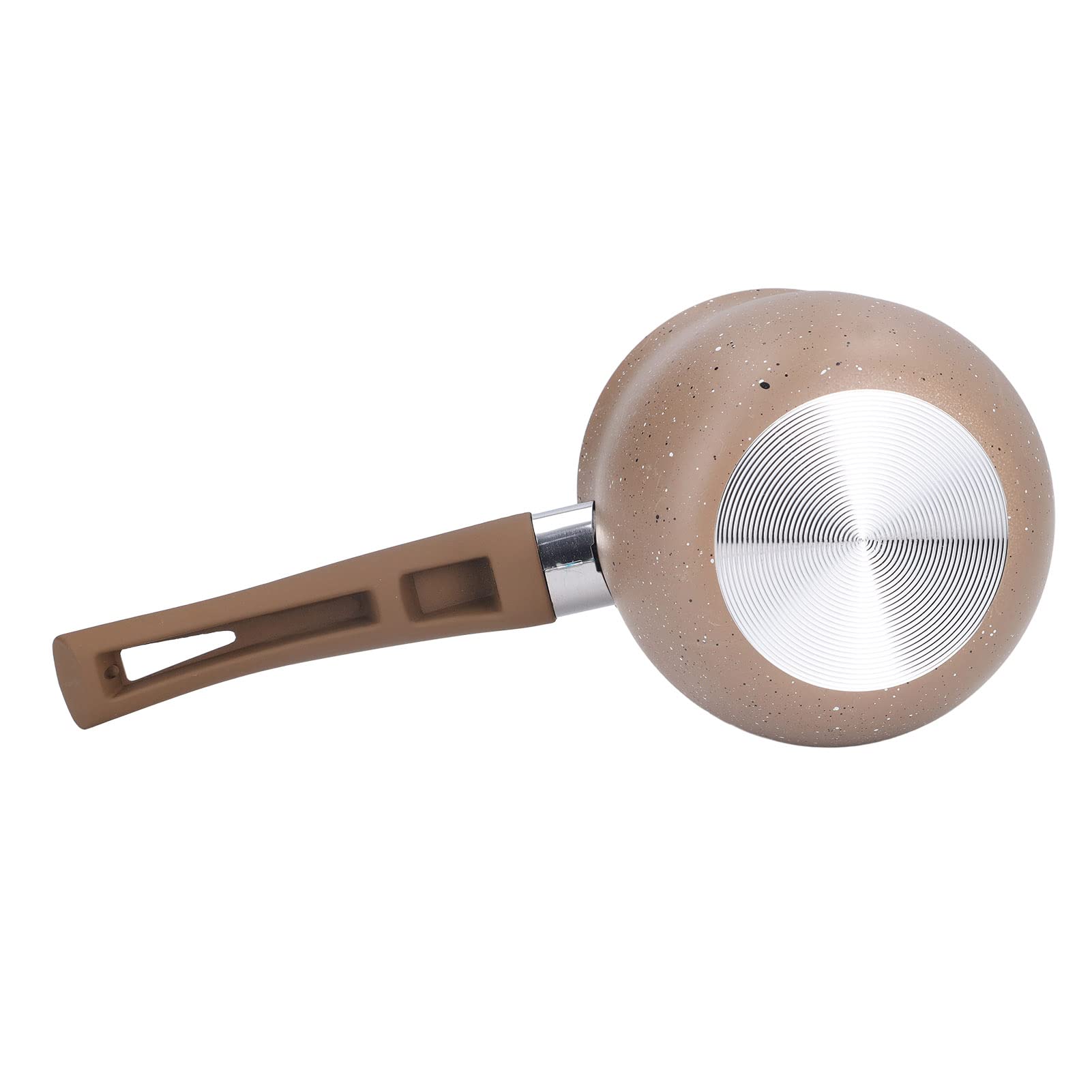 Single Handle Coffee Warmer Boiling Pot - Mini Milk Pan with Aluminum Alloy Non-Stick Coating, Anti-Scalding Design for Coffee, Tea & Cooking (Brown) - Perfect for Home, Office & Camping Use