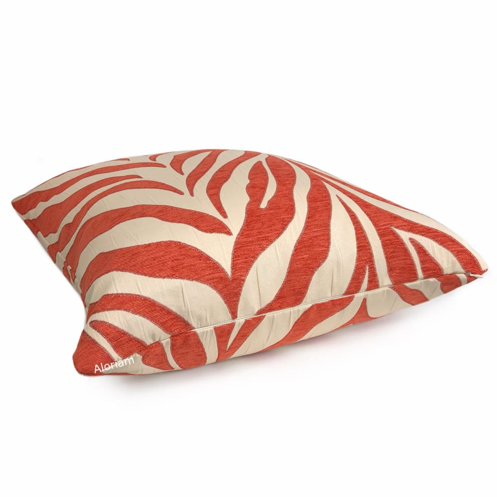 Ashoka Orange Ivory Tiger Stripe Chenille Pillow Cover - Soft Decorative Throw Pillow Case for Sofa, Bed, Couch - Home Decor Accent (On Sale)