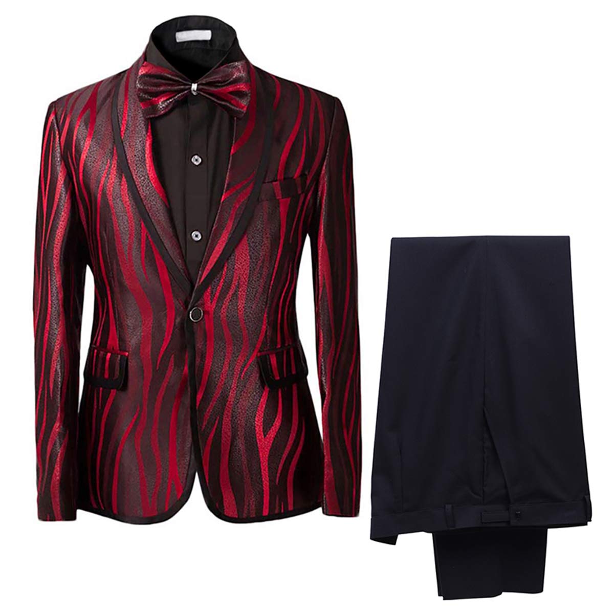 Men's 2-Piece Slim Fit Tuxedo Suit with Shawl Lapel - 1 Button Formal Dinner Jacket & Pants Set for Weddings, Prom & Black Tie Events
