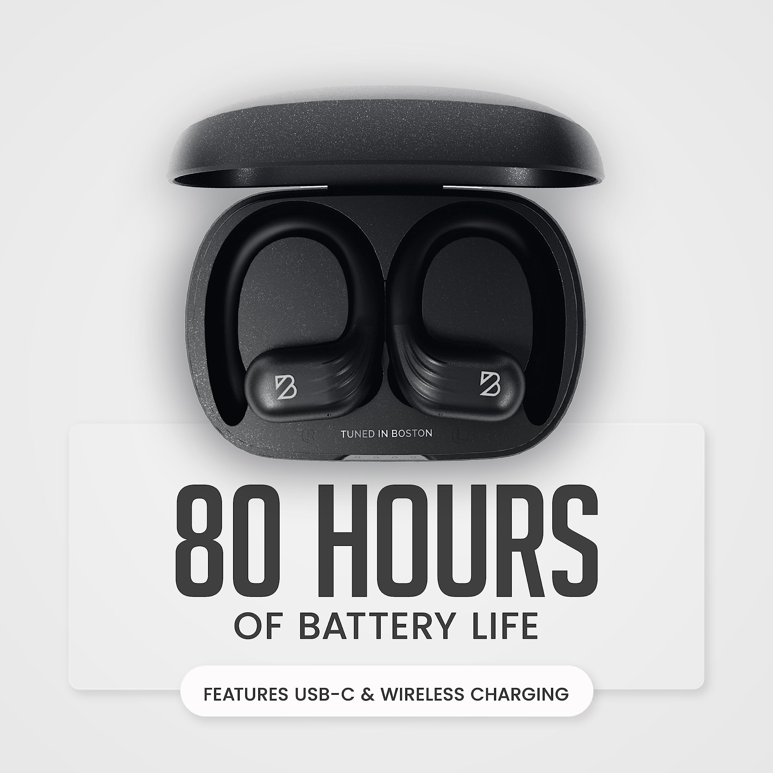 Back Bay Audio Runner 60 Wireless Bluetooth Earbuds - 80H Battery Life, Secure Ear Hooks, Built-in Mic - Perfect for Running, Workouts & Active Lifestyles