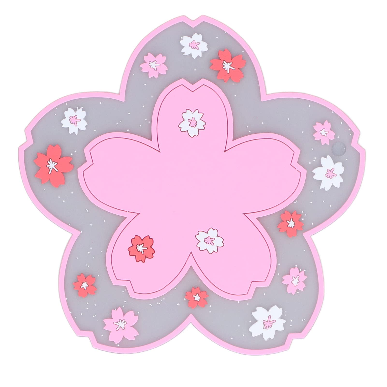 6 Inch Round Cup Coasters Set - Sakura Floral Design Non-Slip Table Protectors for Coffee, Tea, Mugs - Waterproof Wooden Table Mats for Kitchen, Dining Room, Office & Outdoor Use (Pink)