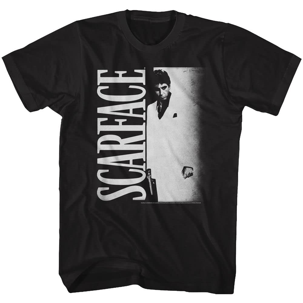 Scarface 1980 Gangster Crime Movie Poster T-Shirt for Men - Classic Al Pacino Negative Space Design - Perfect for Movie Fans, Retro Parties & Vintage Style Outfits