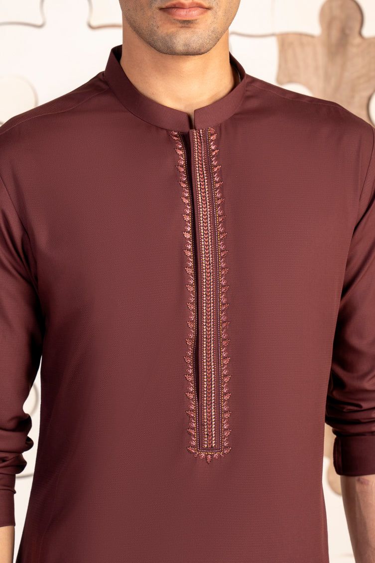 Stylish Blended Brown Kurta by J. Junaid Jamshed | Premium Cotton Ethnic Wear for Men | Perfect for Eid, Weddings & Casual Outings