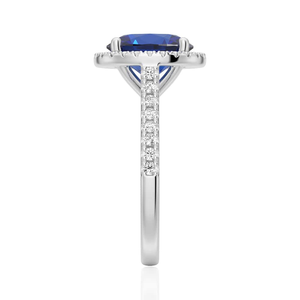 2 Carat Oval Sapphire Engagement Ring with Diamond Halo - Perfect for Proposals, Anniversaries & Special Occasions