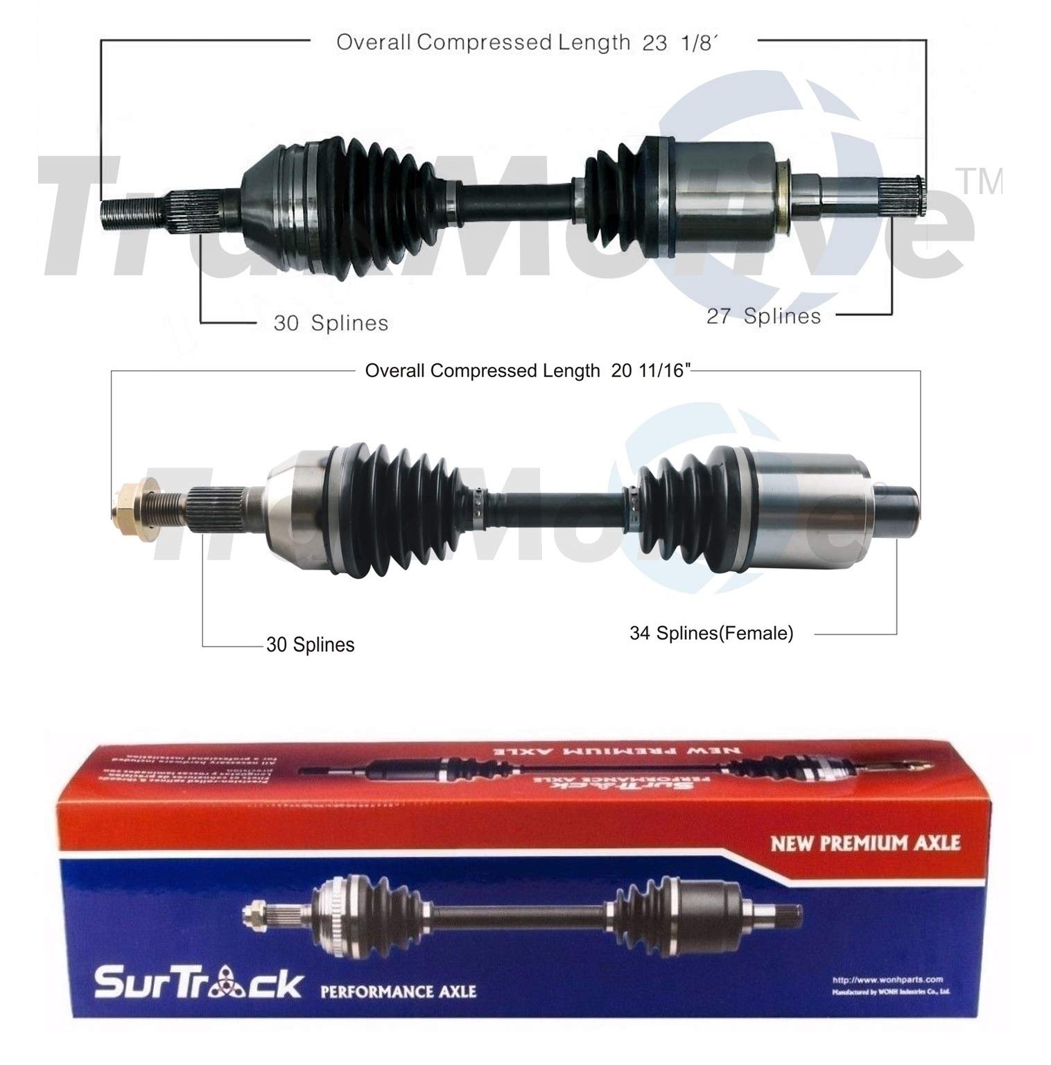 SurTrack Pair of 2 Front CV Axle Shafts for Chevrolet Malibu 6T70 Auto FWD with MH2 Transmission - Replacement Parts for Smooth Ride & Vehicle Maintenance | Perfect for DIY Repairs & Professional Mechanics