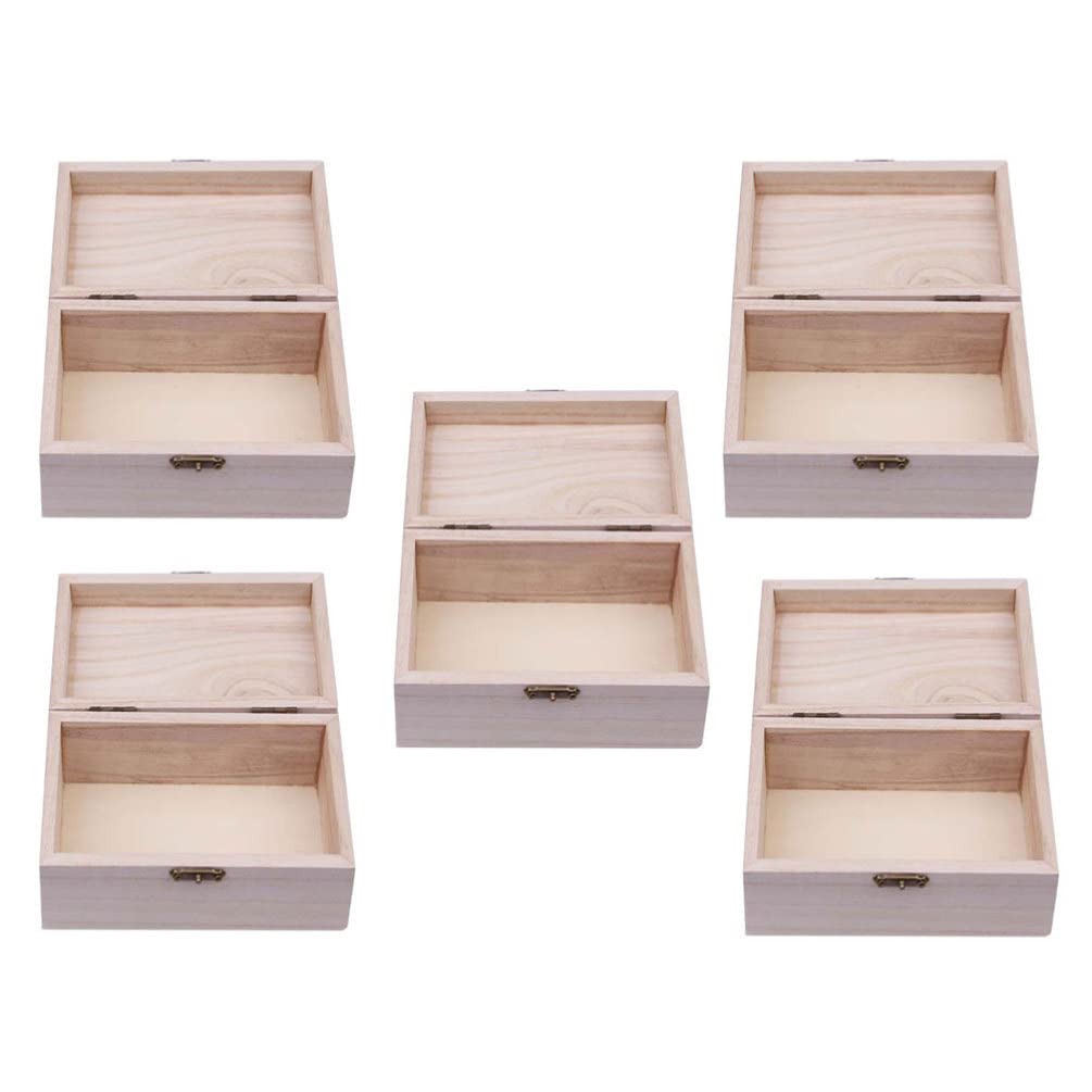 Gadpiparty 5-Piece Unfinished Wooden Craft Box Set - Large Hinged Storage Case for Jewelry, Keepsakes & DIY Home Decor | Perfect for Crafting, Gift Wrapping & Home Organization