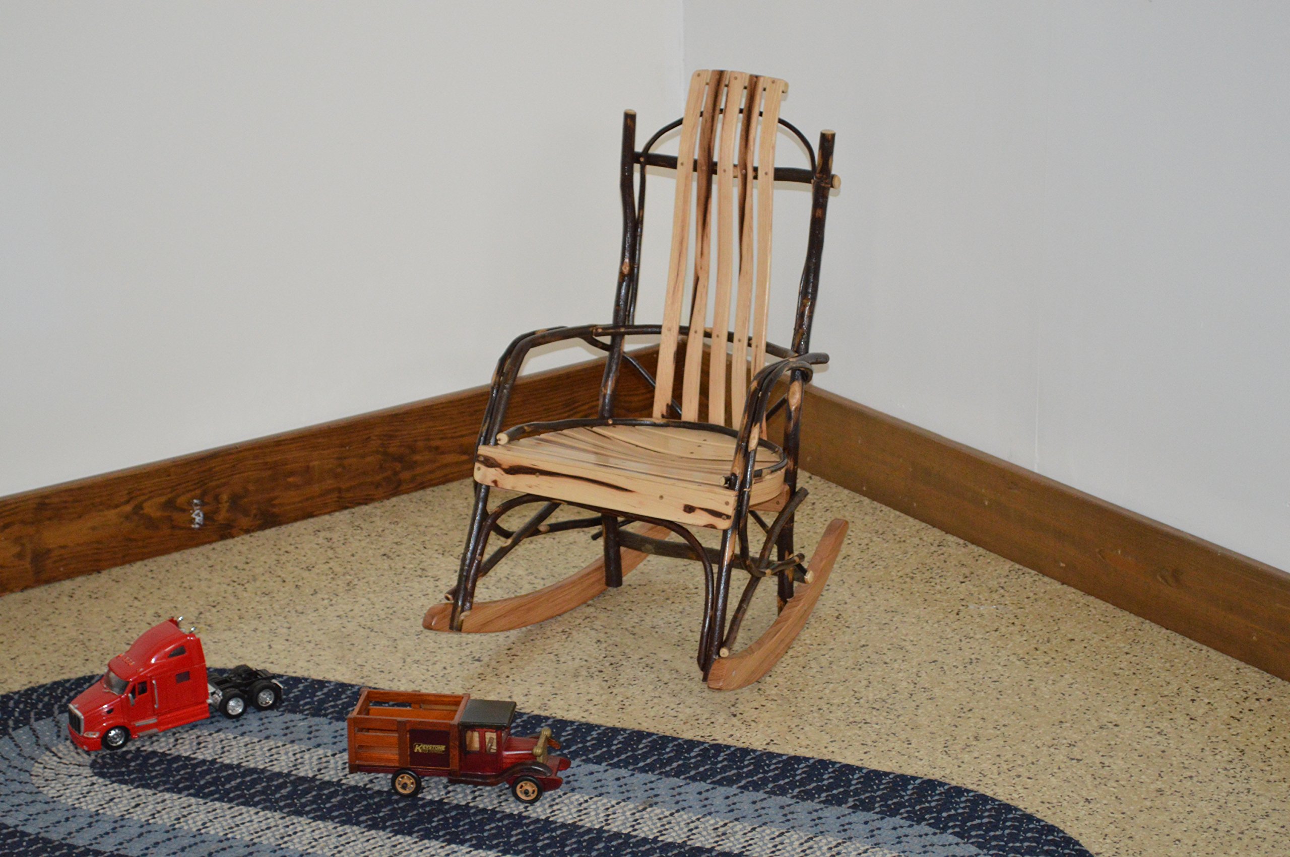 A & L Furniture Hickory Child's Rocker Chair - Handcrafted Rustic Wooden Rocking Chair for Kids - Perfect for Nursery, Bedroom or Playroom Decor