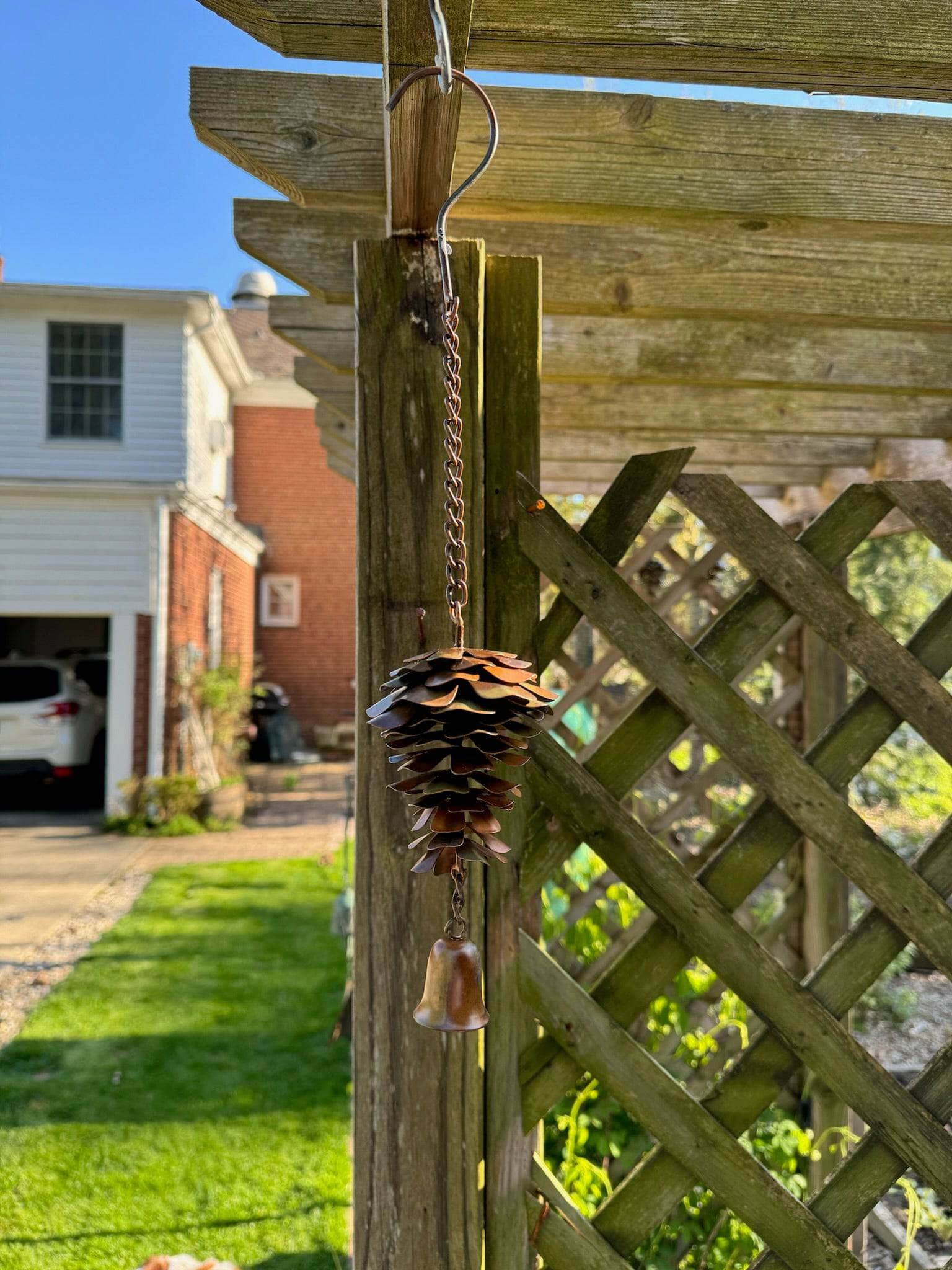 Handmade Pine Cone with Bell Christmas Ornament - Rustic Holiday Decor for Tree, Wreath, and Festive Home Decorations