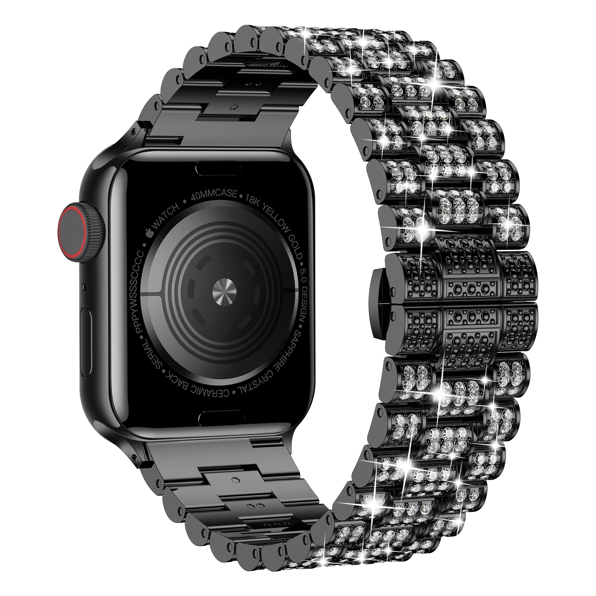 Sparkling Diamond Metal Apple Watch Band for Women - Compatible with Series 10/9/8/7/6/SE/5 & All Models (38mm-49mm) | Elegant Bling Accessory for Parties, Weddings & Special Occasions