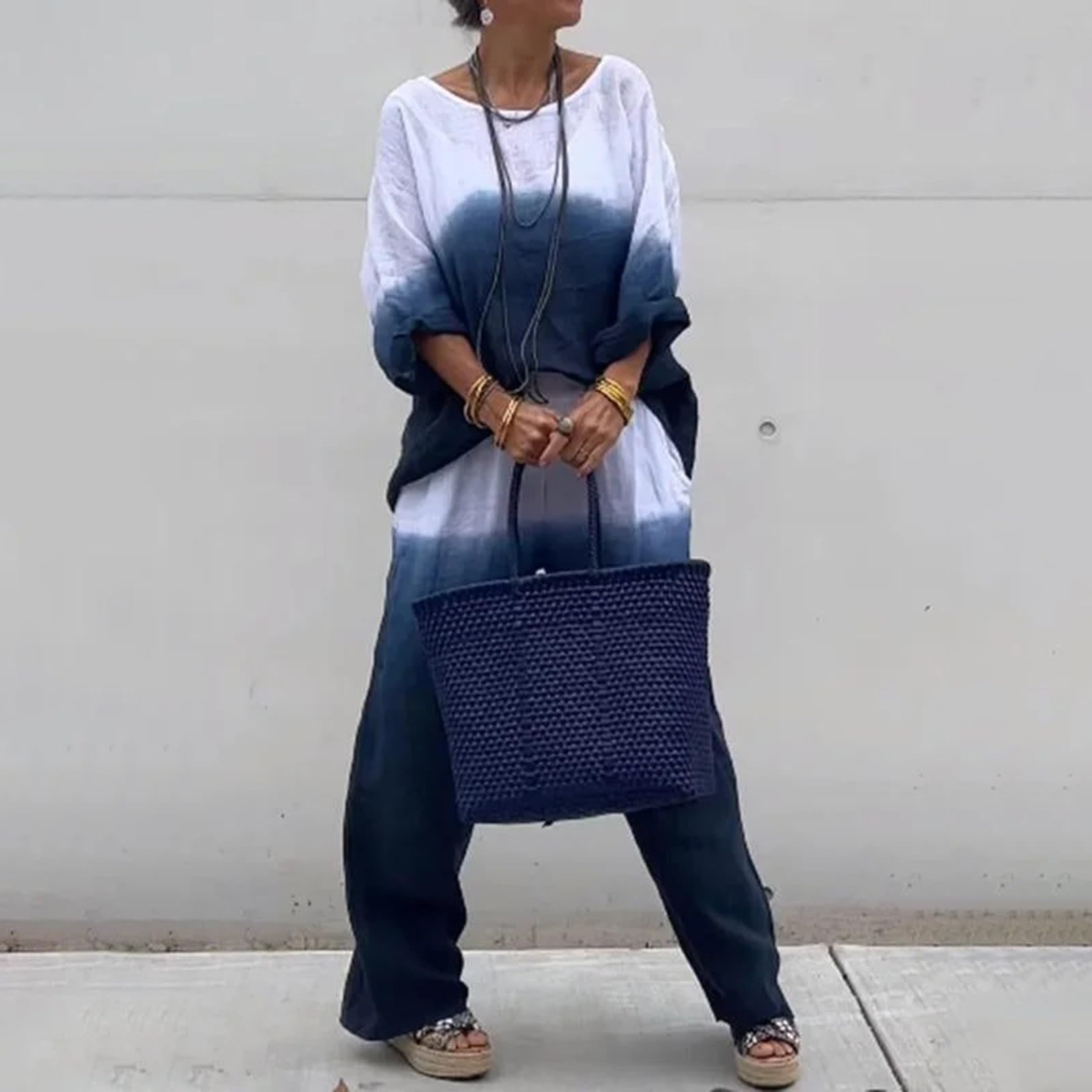 Women's Summer Outfit Fashion Casual Two-Piece Set with Long Sleeve Shirt & Wide Leg Pants | Spring & Summer Casual Wear for Women | Perfect for Beach Vacations, Outdoor Activities & Daily Wear
