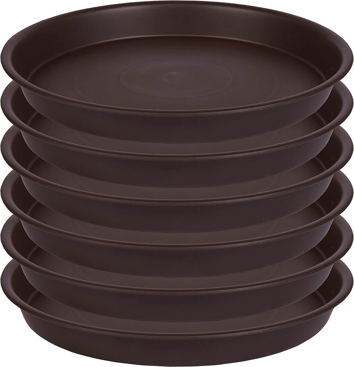 6 Pack 6 Inch Heavy Duty Plastic Plant Saucers - Brown Flower Pot Trays for Indoor Plants, Planters & Pots (Fits 5-6