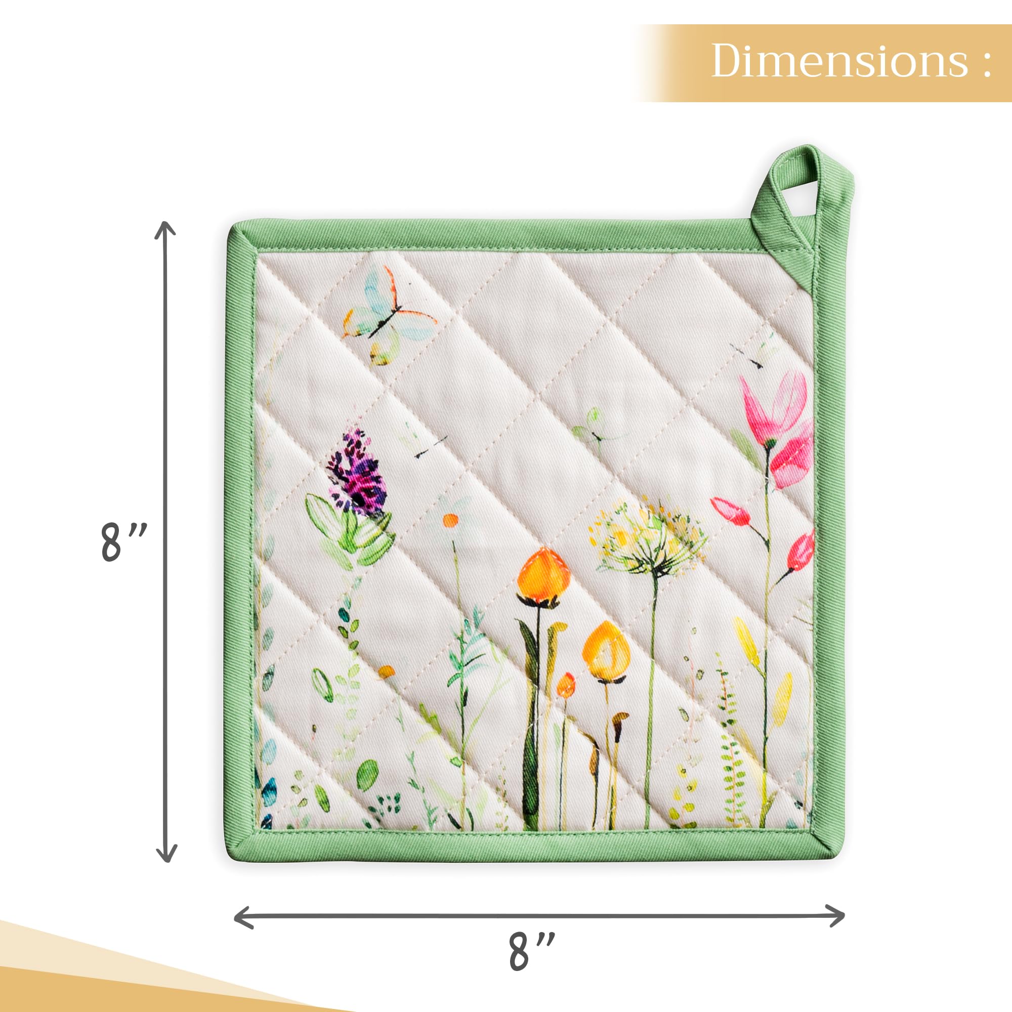 Premium 100% Cotton Pot Holders Set of 2 - 8