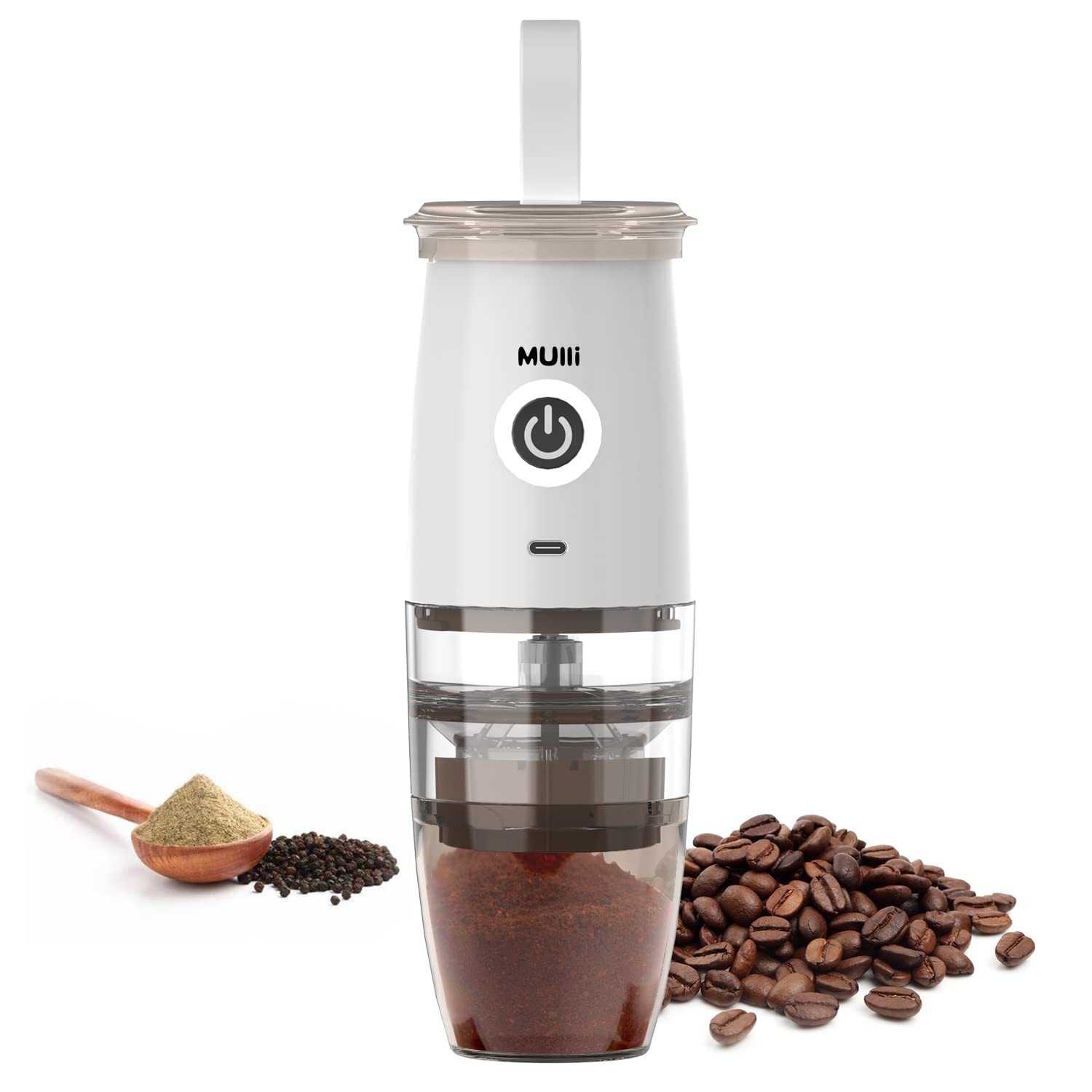Premium Portable Burr Coffee Grinder - Electric & Manual 2-in-1, Adjustable Burr Mill with 5 Precise Settings for Espresso, Drip, Pour Over & French Press - Perfect for Home, Office & Travel Coffee Brewing