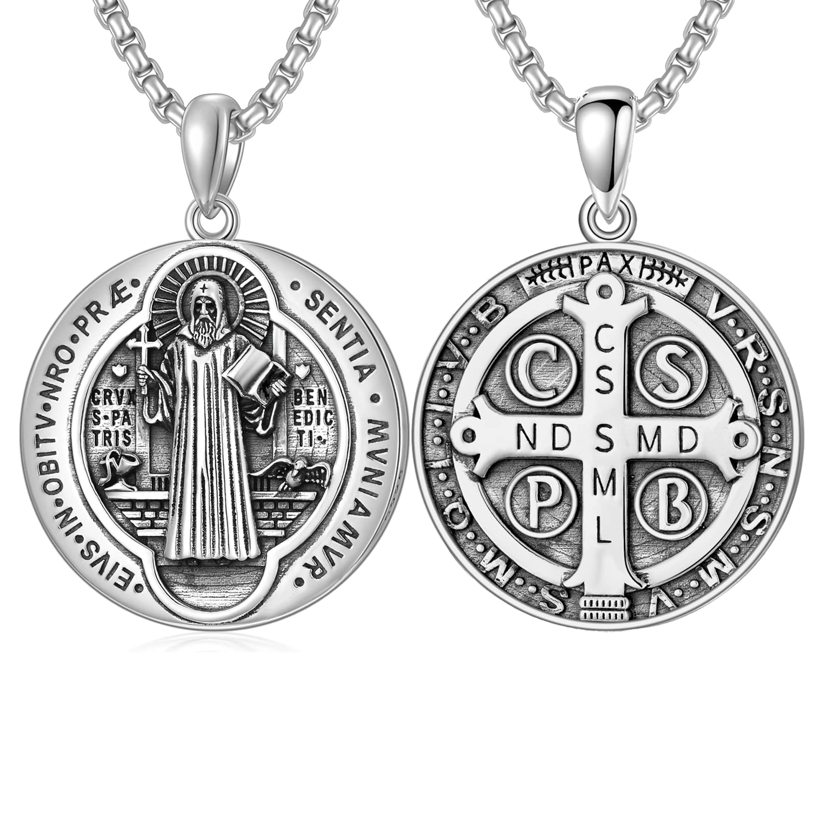 Seiyang Saint Necklace - 925 Sterling Silver Religious Pendant with 2.5mm 22