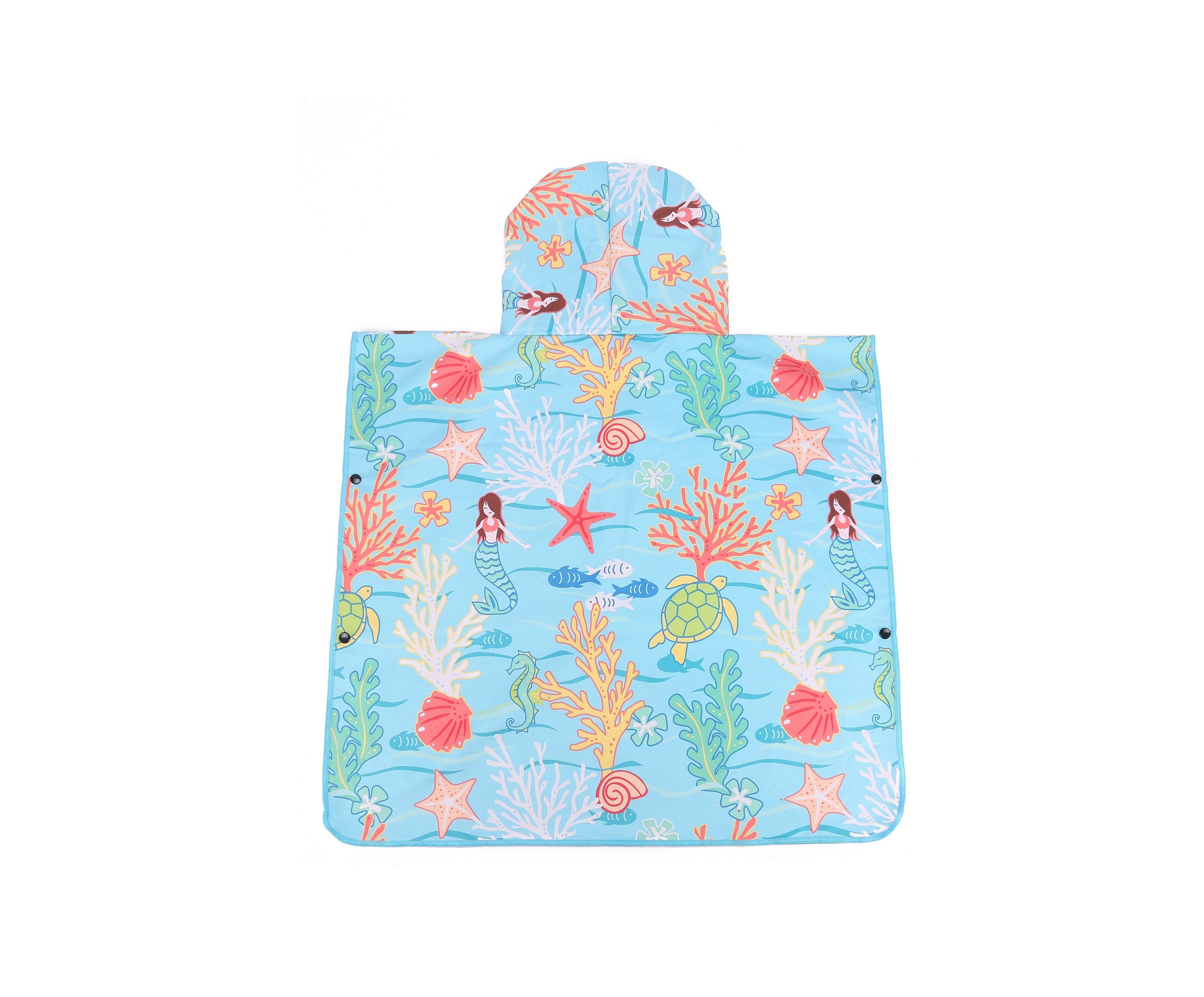 Kids Hooded Beach Towel Poncho - Mermaid Blue Swim Cover Up for Girls, Quick Dry & UV Protection - Perfect for Swimming, Surfing & Beach Vacations
