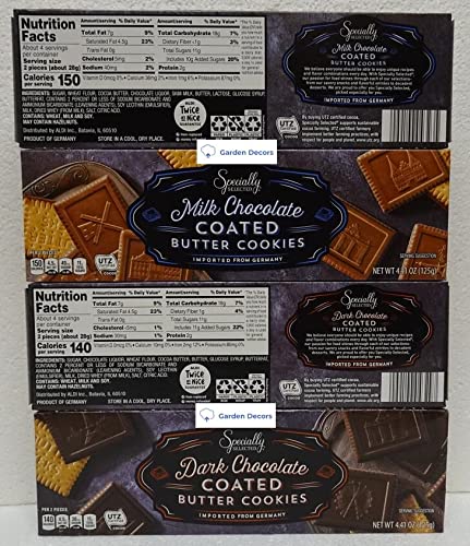 Premium Dark & Milk Chocolate Coated Butter Cookies - 4.41oz (125g) 4-Pack Box | Gourmet Gift, Tea Time Snack, Party Dessert & Holiday Treats