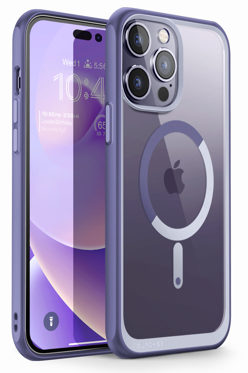 iPhone 14 Pro Max 6.7 Inch Unicorn Beetle MAG Slim Clear MagSafe Case - Shockproof Protective Cover with Magnetic Alignment (Deep Purple) | Perfect for Daily Use, Travel & Wireless Charging