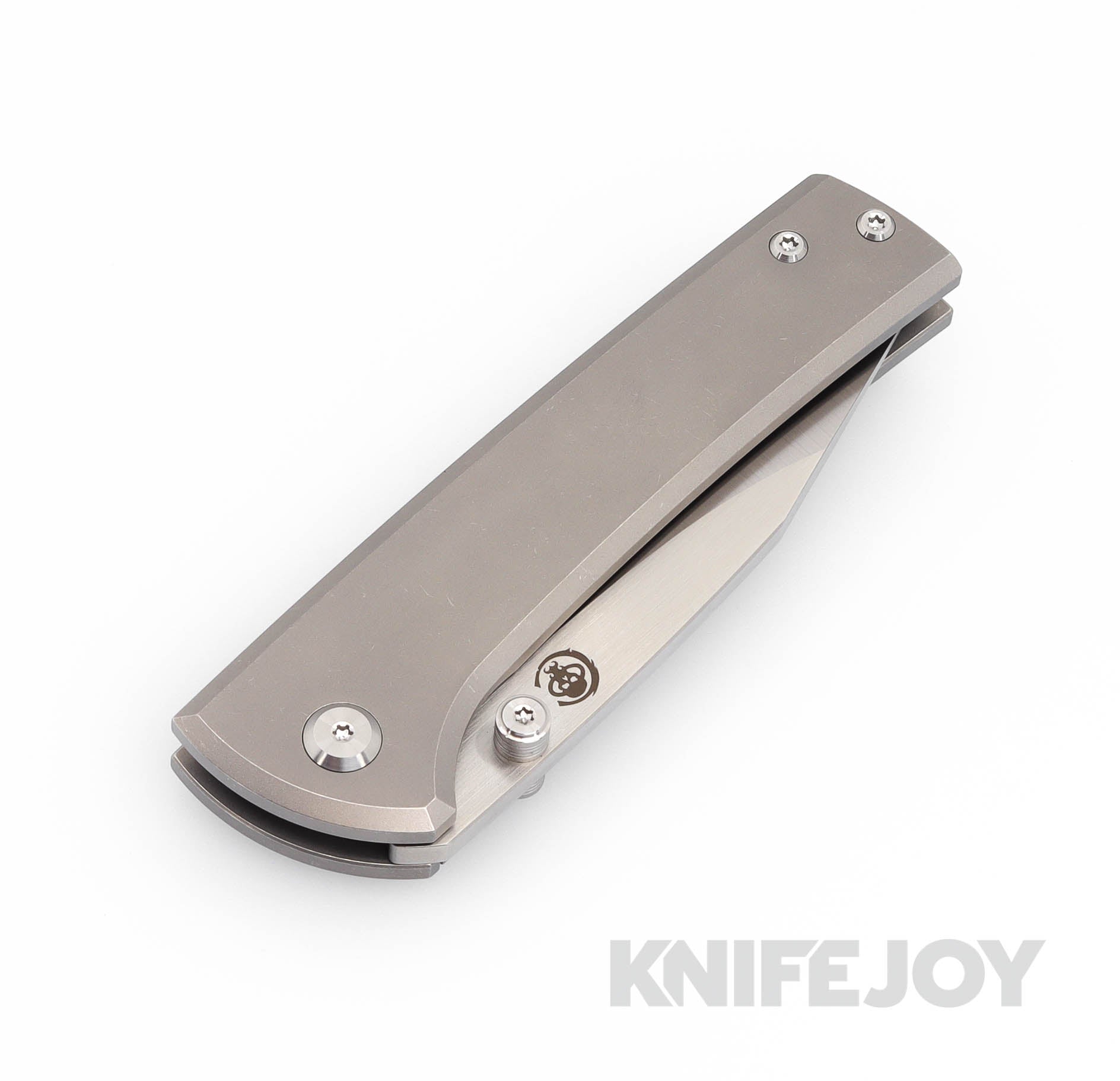 Chaves Knives Scapegoat Street Frame Lock Folding Knife - M390 Steel Blade with Stonewash Titanium Handles | EDC, Outdoor Survival & Everyday Carry Pocket Knife for Camping, Hiking & Tactical Use