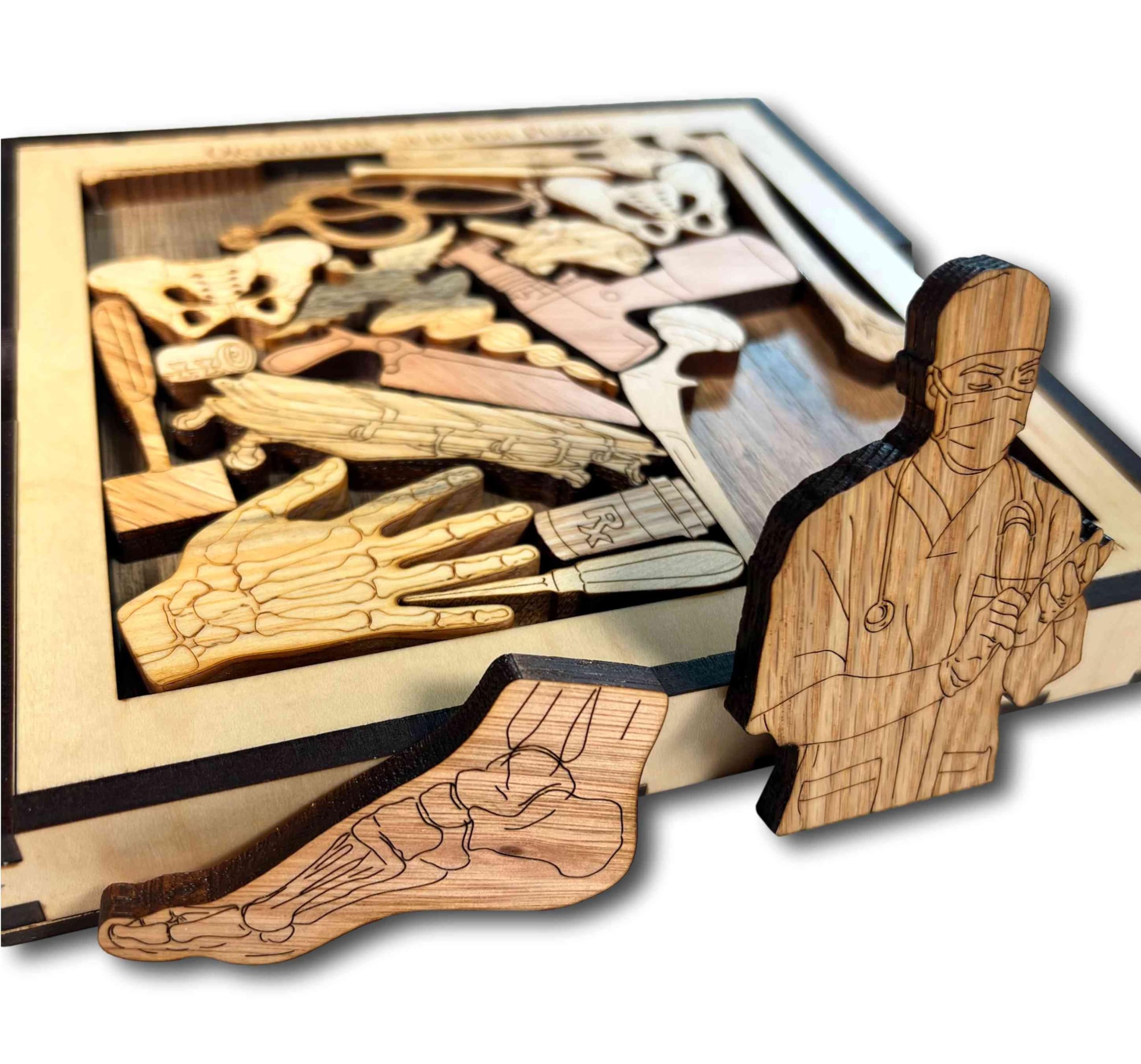 Orthopedic Surgeon Wooden Puzzle – Unique Handmade Brain Teaser Gift for Doctors & Medical Students – Perfect for Office Decor, Stress Relief & Medical Education