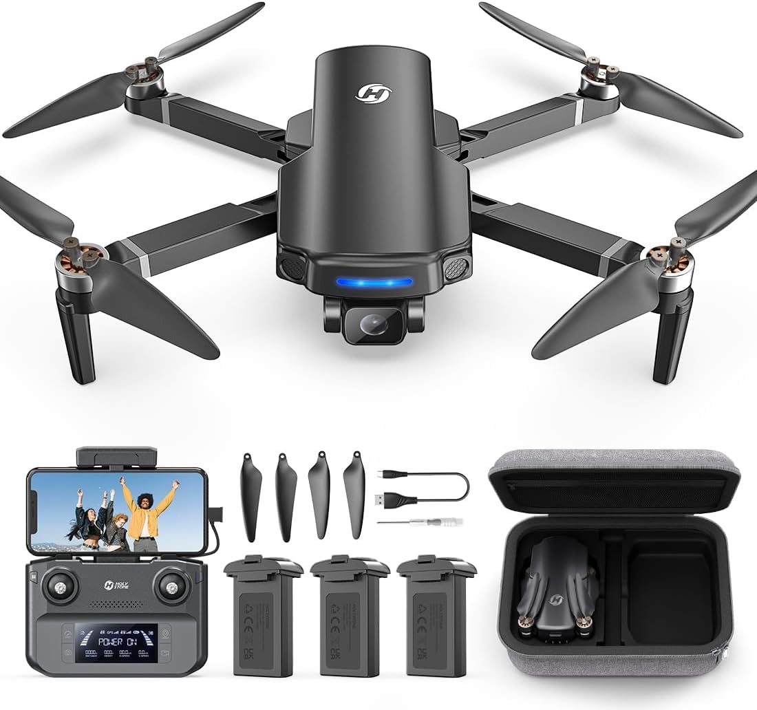 Holy Stone 4K GPS Drone with Camera for Adults - 249g Foldable Quadcopter, 3 Batteries (60 Min Flight), 10000ft Range, Follow Me, Auto Return, Brushless Motor, Beginner Friendly | Aerial Photography, Travel Vlogging, Outdoor Adventures