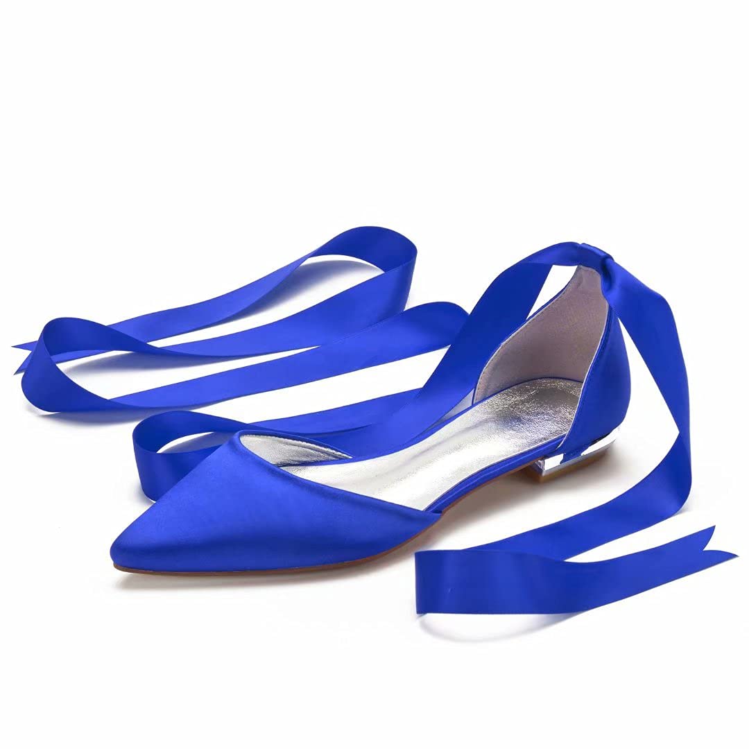 LLBubble Satin Wedding Flats for Bride - Pointed Toe Formal Bridal Party Shoes for Women (Style 5047-65) | Perfect for Wedding Ceremonies, Receptions & Bridal Showers