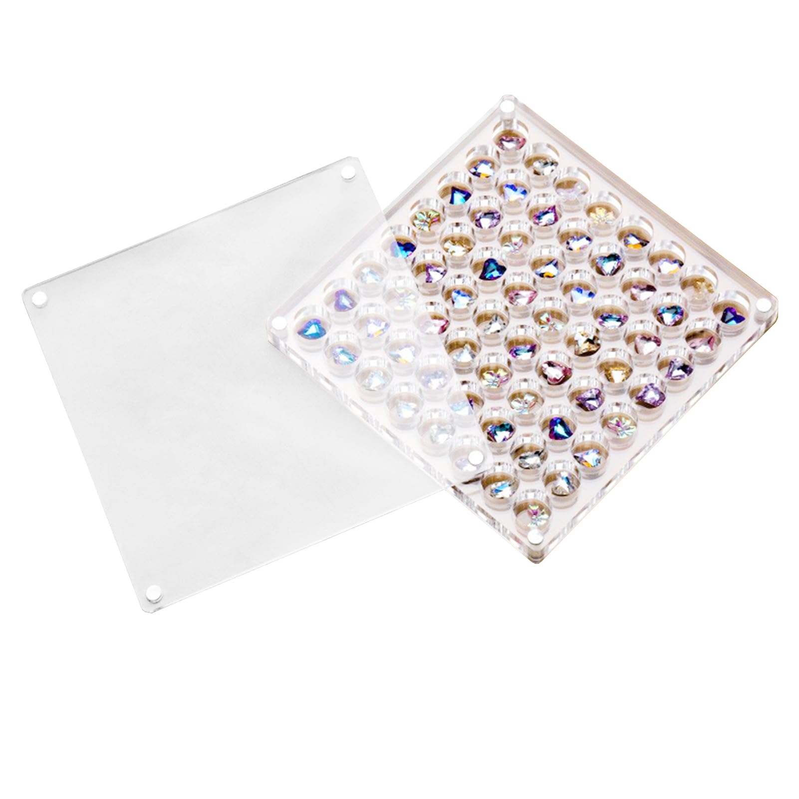 Acrylic Magnetic Seashell Display Box - 64 Grid Round Organizer for Beach Treasures, Gems, Jewelry & Crafts | Decorative Storage for Shells, Starfish & Small Trinkets | Perfect for Beach House Decor, Craft Room Organization & Gift Packaging