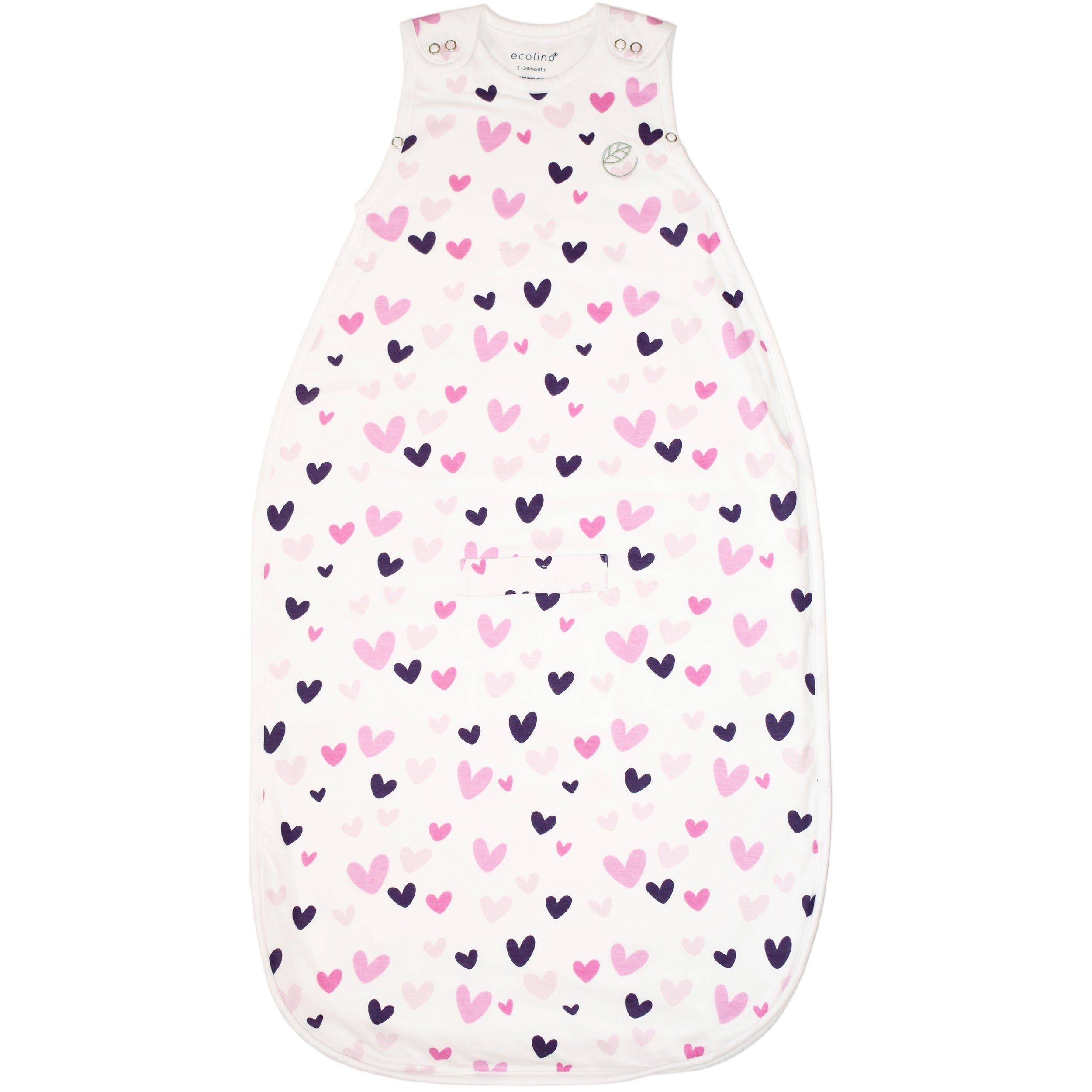 Ecolino® Adjustable Baby Sleep Sack - Organic Cotton Wearable Blanket for Infants & Toddlers (2 Months to 2 Years) - Heart Design - Perfect for Safe Sleep, Nursery & Travel