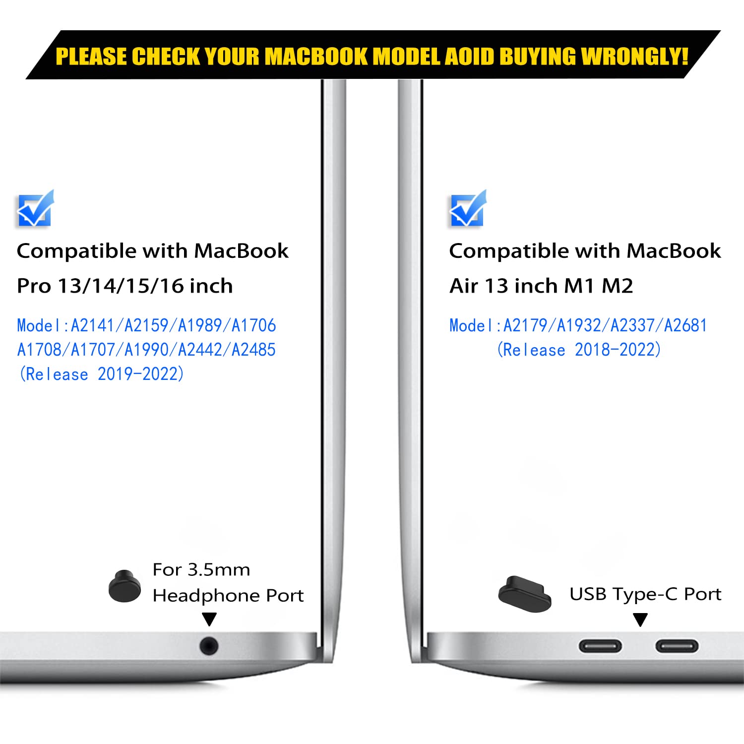 Premium Silicone Dust Plugs for MacBook Pro 14